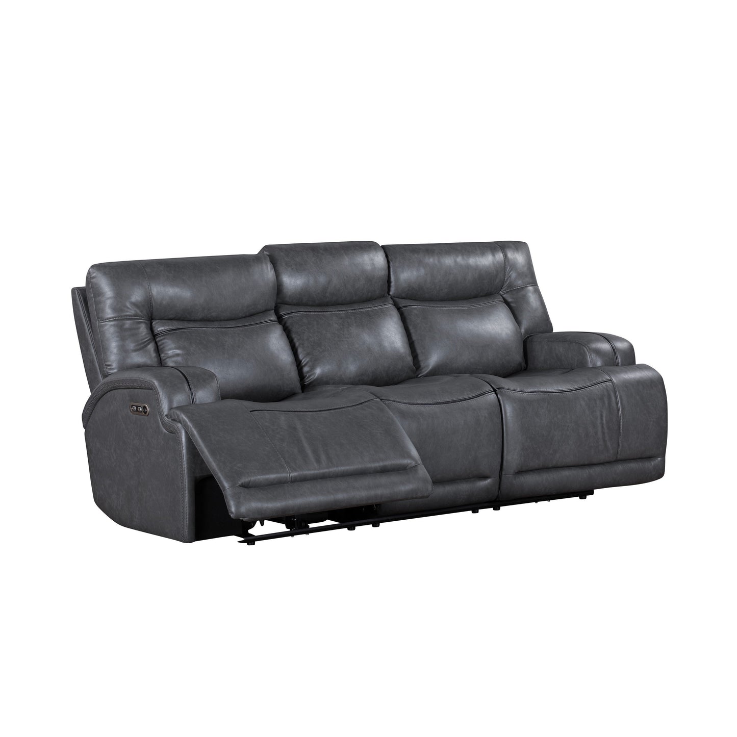 Tito Power Reclining Sofa, Gray, 91 Inch, Drop Down Tray, USB Port