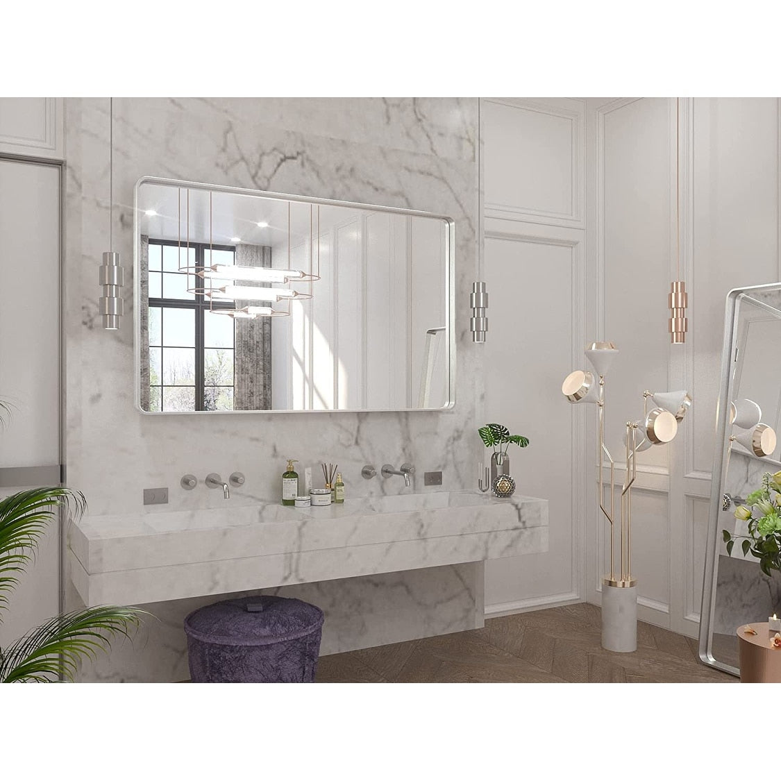 TETOTE Moderner Badezimmer-Kosmetikspiegel mit Metallrahmen zur Wandmontage