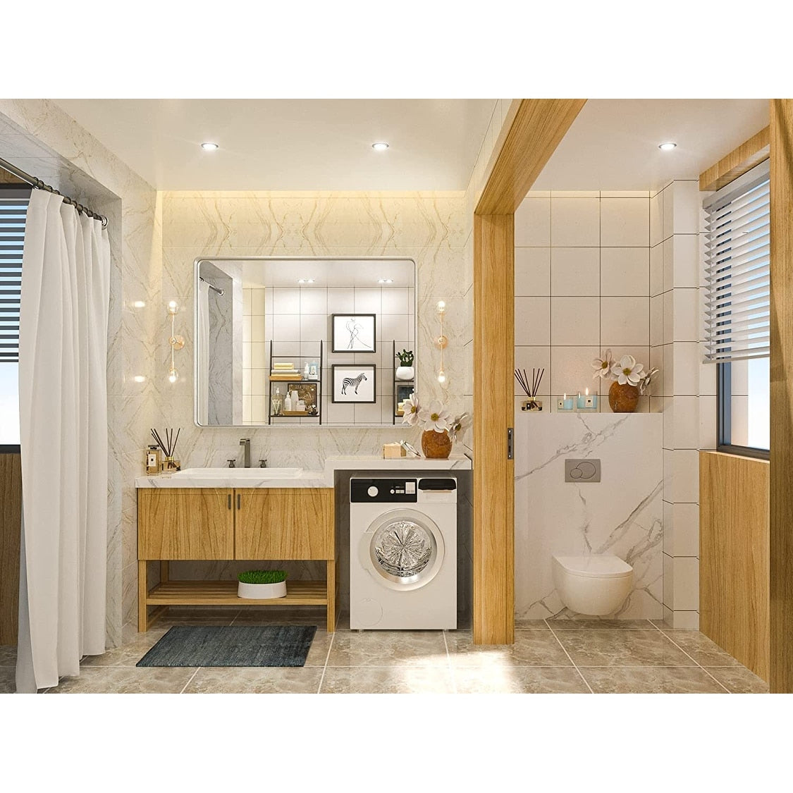 TETOTE Moderner Badezimmer-Kosmetikspiegel mit Metallrahmen zur Wandmontage