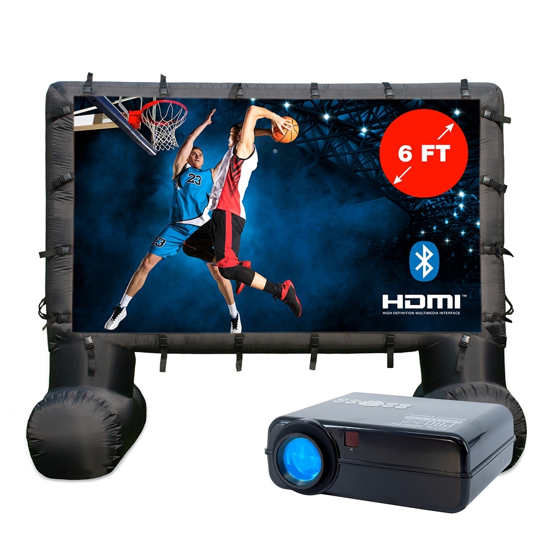 Total HomeFX 1500 Lumen Outdoor-Kino-Set mit aufblasbarer Leinwand