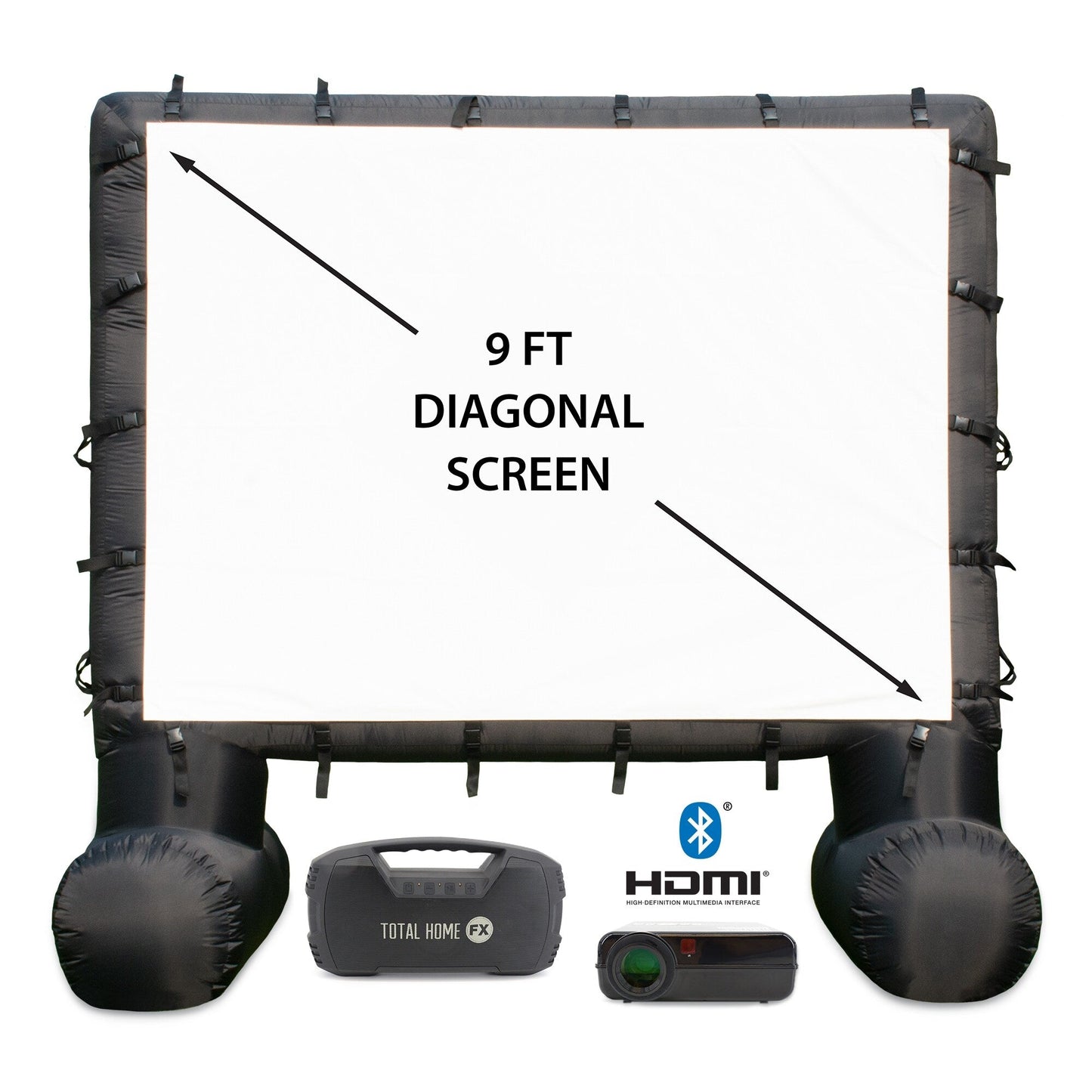 Total HomeFX 1500 Lumen Outdoor-Kino-Set mit aufblasbarer Leinwand