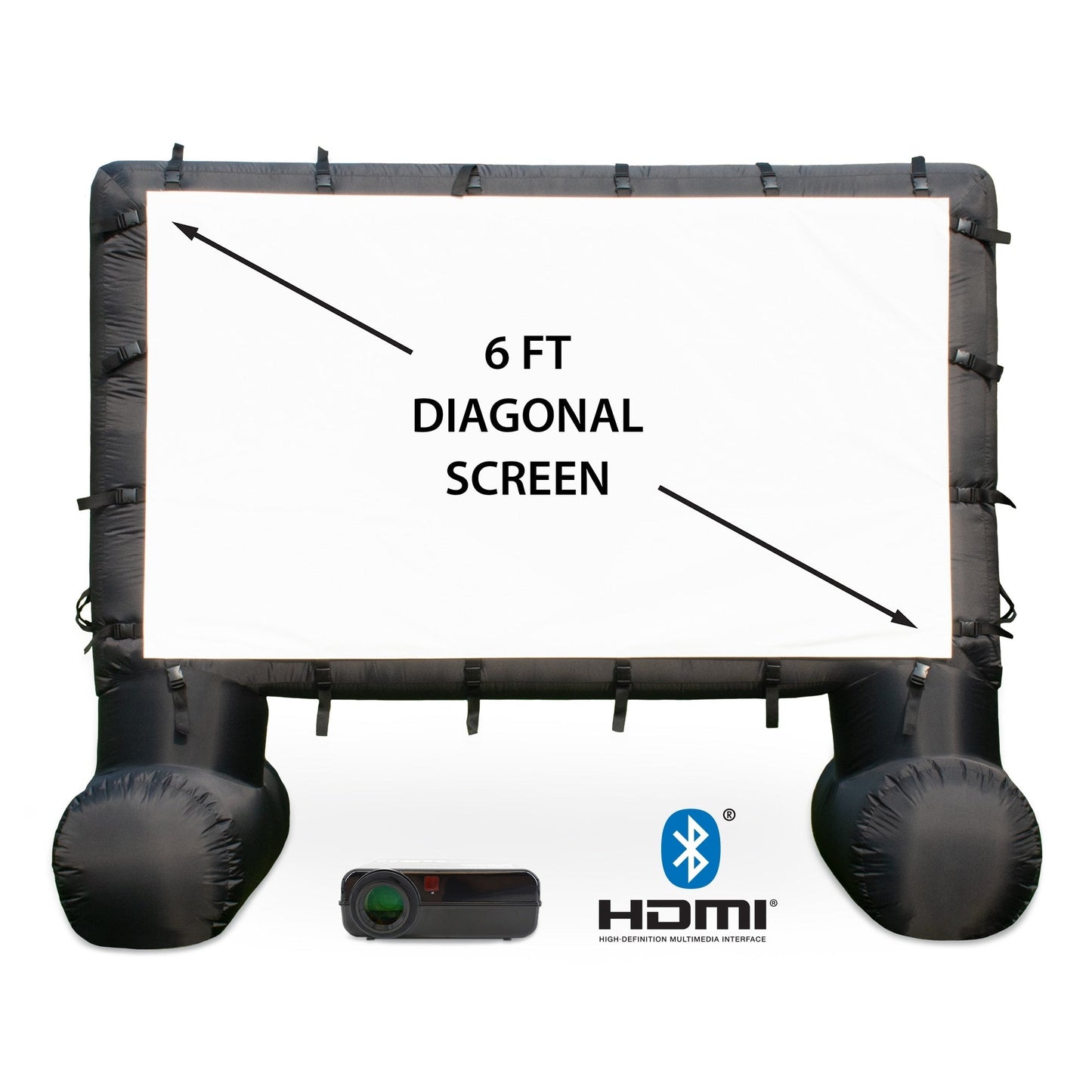 Total HomeFX 1500 Lumen Outdoor-Kino-Set mit aufblasbarer Leinwand