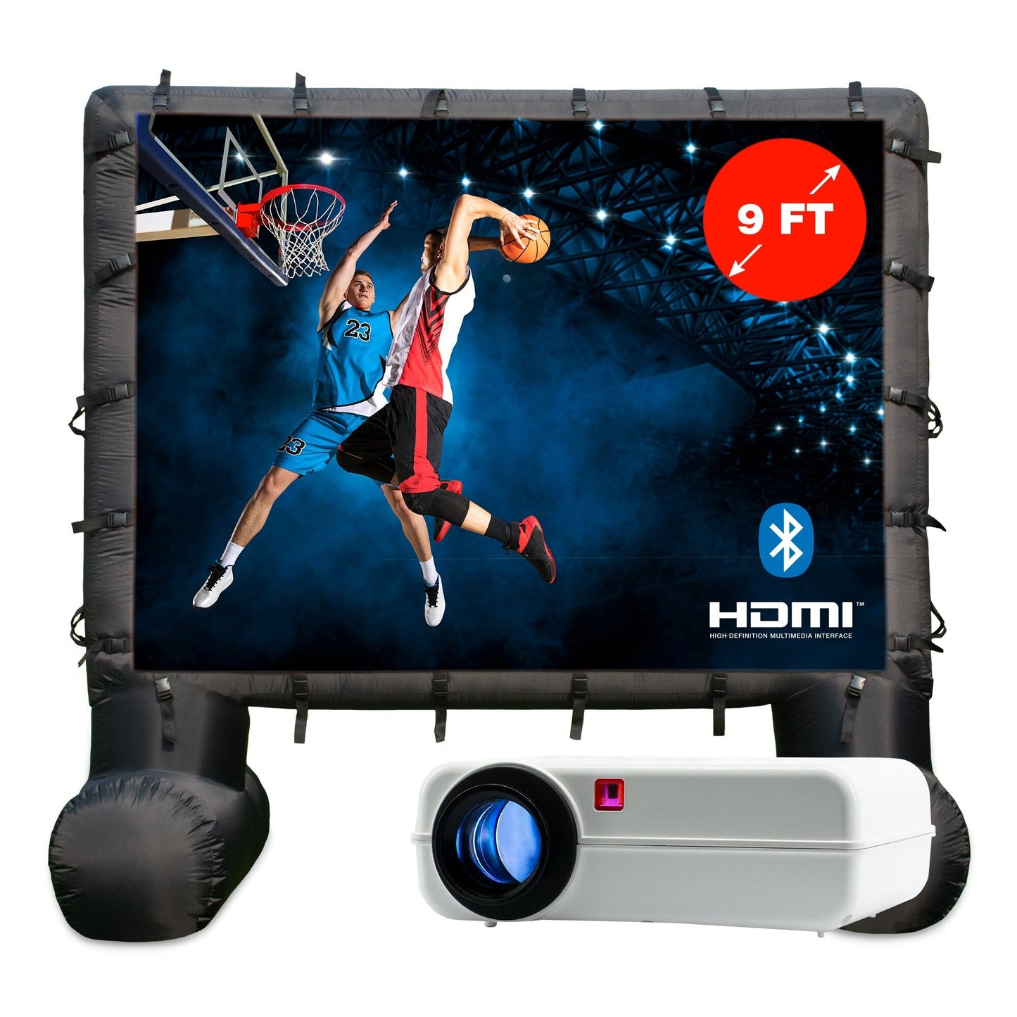 Total HomeFX 1500 Lumen Outdoor-Kino-Set mit aufblasbarer Leinwand