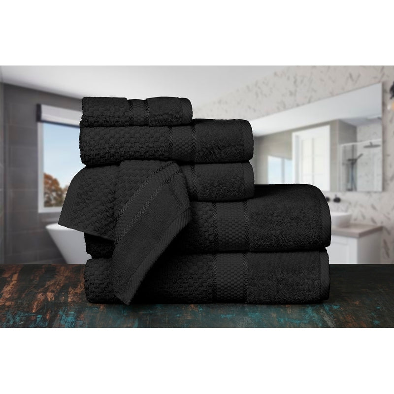 Handtuchset aus 6 Baumwoll-Popcorn-Textur von Ample Decor – 2Bad, 2Hand, 2Waschen