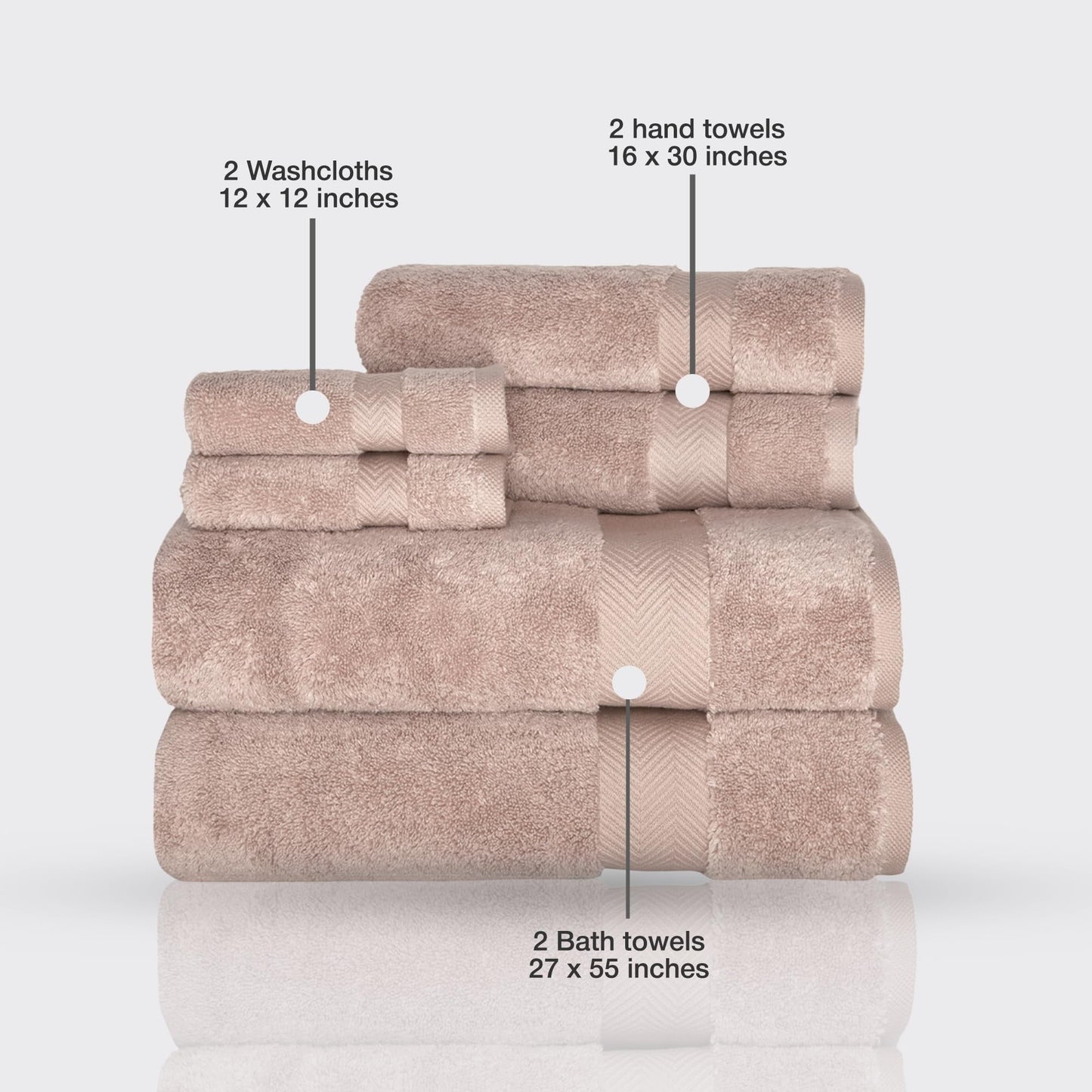 Towels Beyond Becci Handtuchset aus türkischer Baumwolle und schnelltrocknende, ultraweiche, super saugfähige Badetücher und 6er-Set