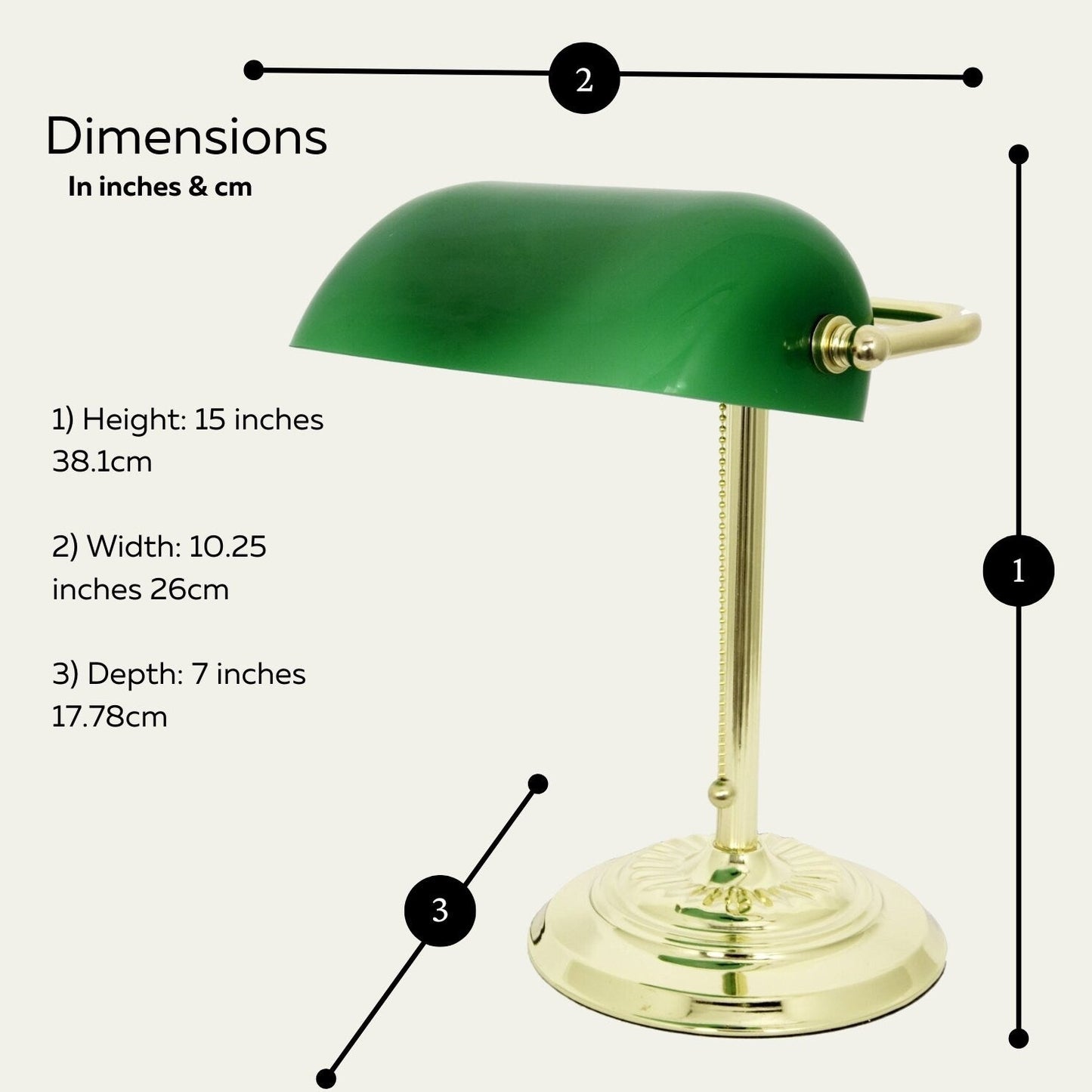 Traditionelle Banker-Schreibtischlampe mit grünem Glasschirm
