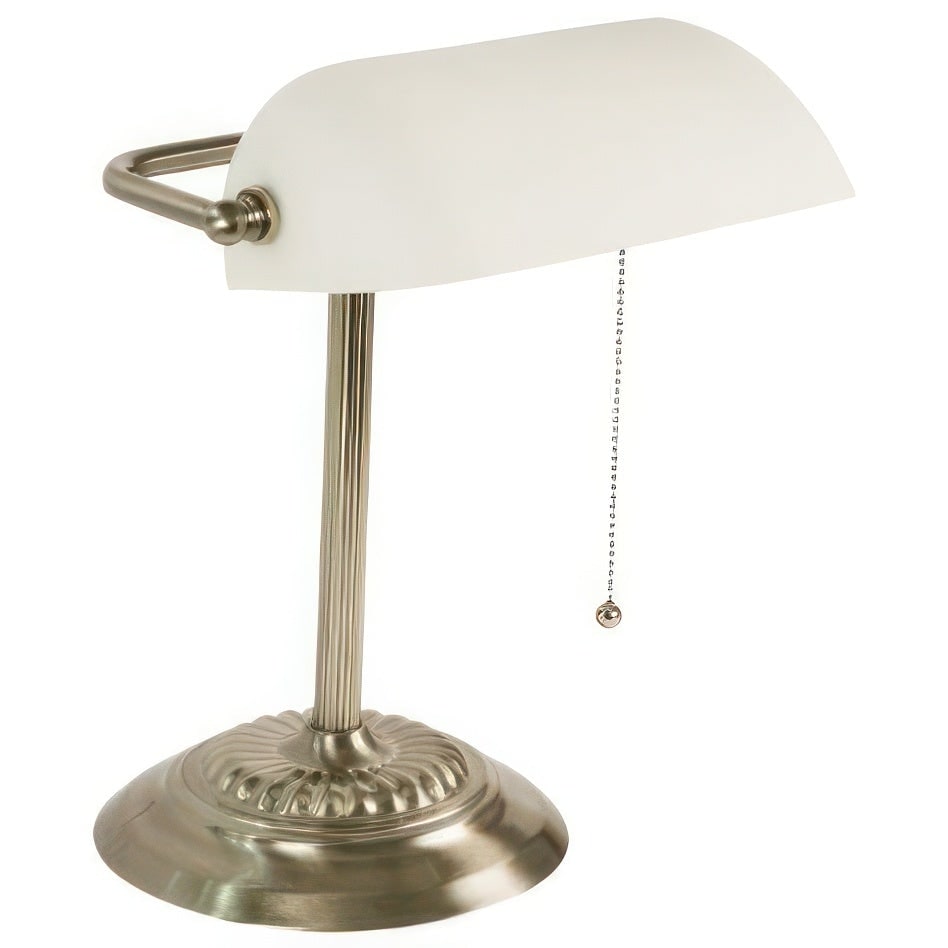 Traditionelle Banker-Schreibtischlampe mit grünem Glasschirm