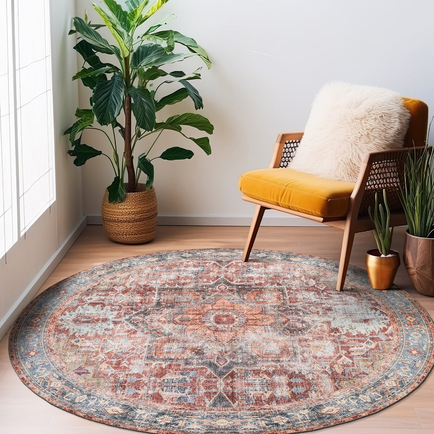 Traditioneller, maschinenwaschbarer Teppich im Used-Look