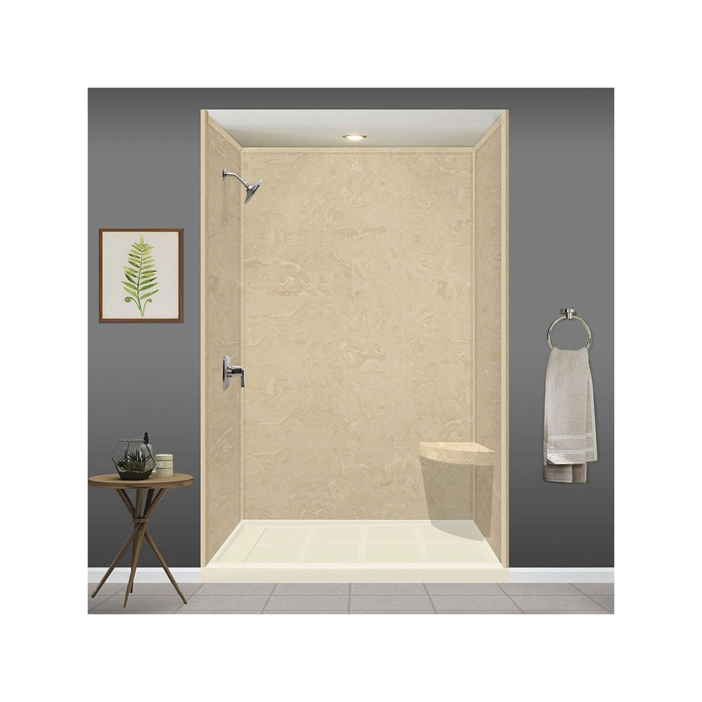 Transolid Studio Eck-Duschsitz aus massiver Oberfläche, wandmontiert, 35,6 x 35,6 cm, 14,5 x 14,25 x 3