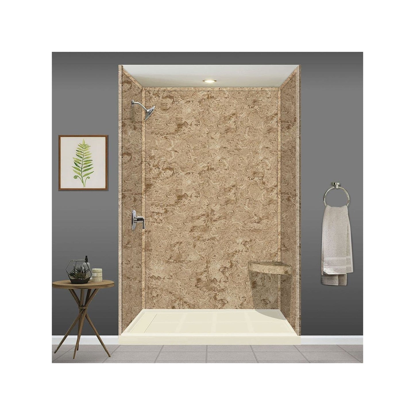 Transolid Studio Eck-Duschsitz aus massiver Oberfläche, wandmontiert, 35,6 x 35,6 cm, 14,5 x 14,25 x 3