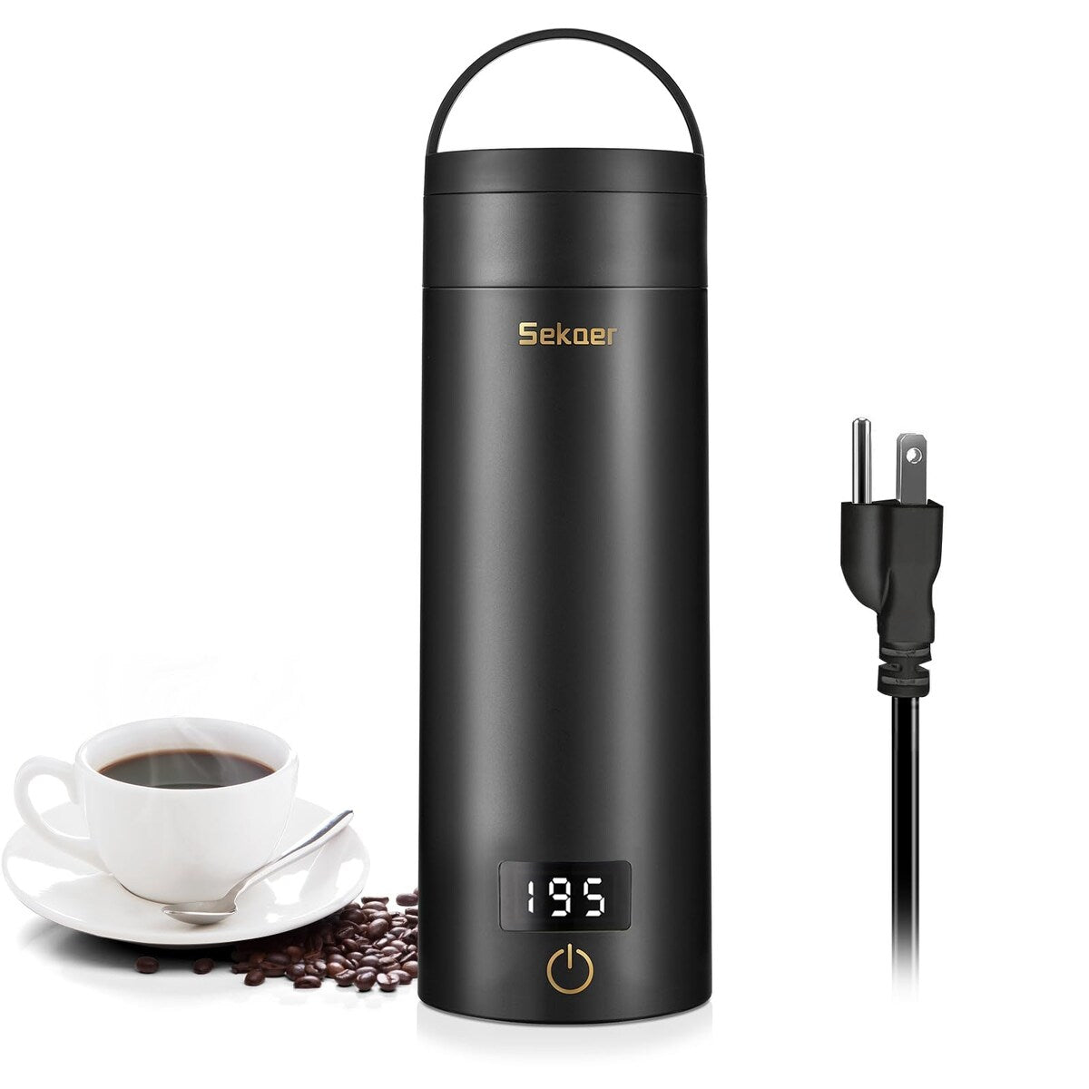 Elektrischer Reise-Teekessel, tragbarer kleiner Mini-Kaffeekessel mit 4 variablen Voreinstellungen, persönlicher Wasserkocher aus Edelstahl 304