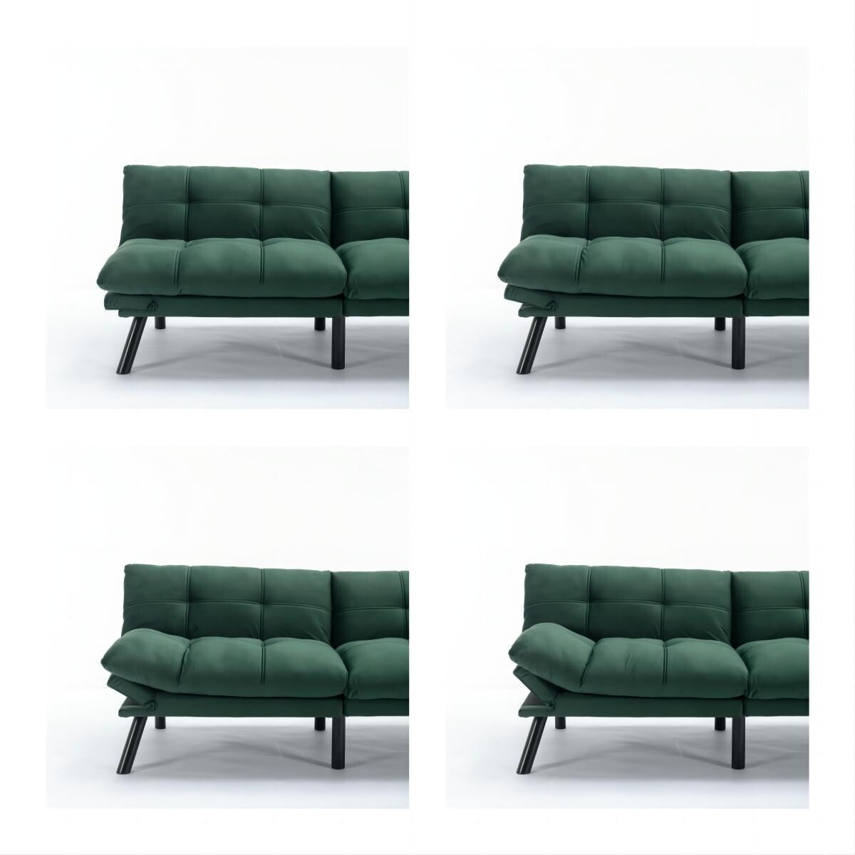 Trendy And Modern Style Grey Velvet Upholstered Sleeper Sofa Bed,2-Seater Adjustable Backrest Armless Sofa