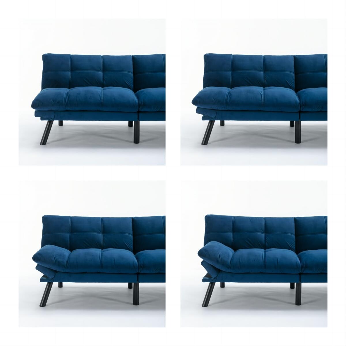 Trendy And Modern Style Grey Velvet Upholstered Sleeper Sofa Bed,2-Seater Adjustable Backrest Armless Sofa
