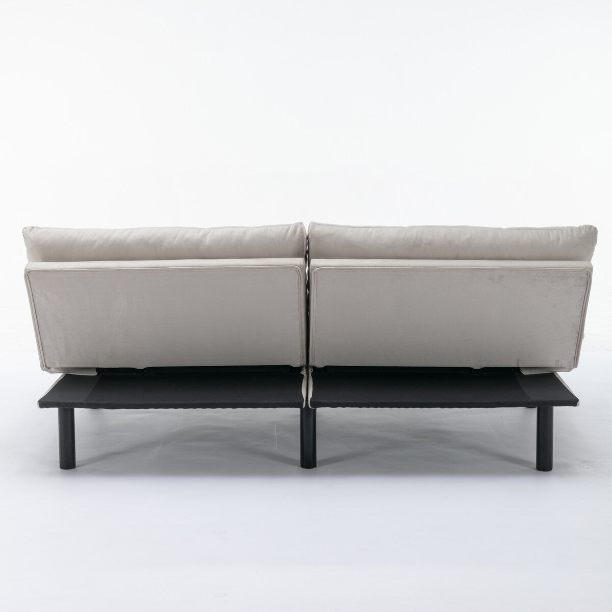 Trendy And Modern Style Grey Velvet Upholstered Sleeper Sofa Bed,2-Seater Adjustable Backrest Armless Sofa