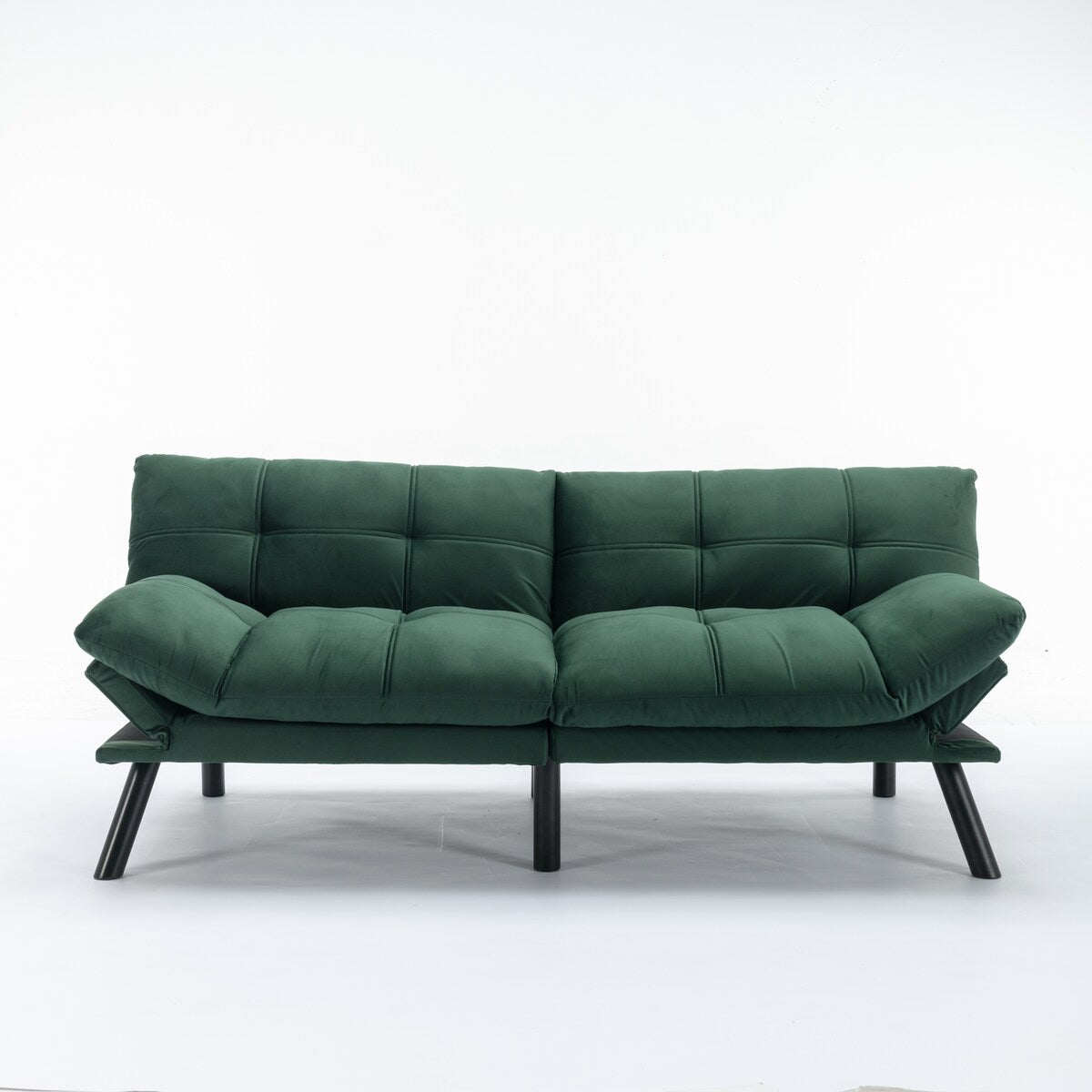 Trendy And Modern Style Grey Velvet Upholstered Sleeper Sofa Bed,2-Seater Adjustable Backrest Armless Sofa