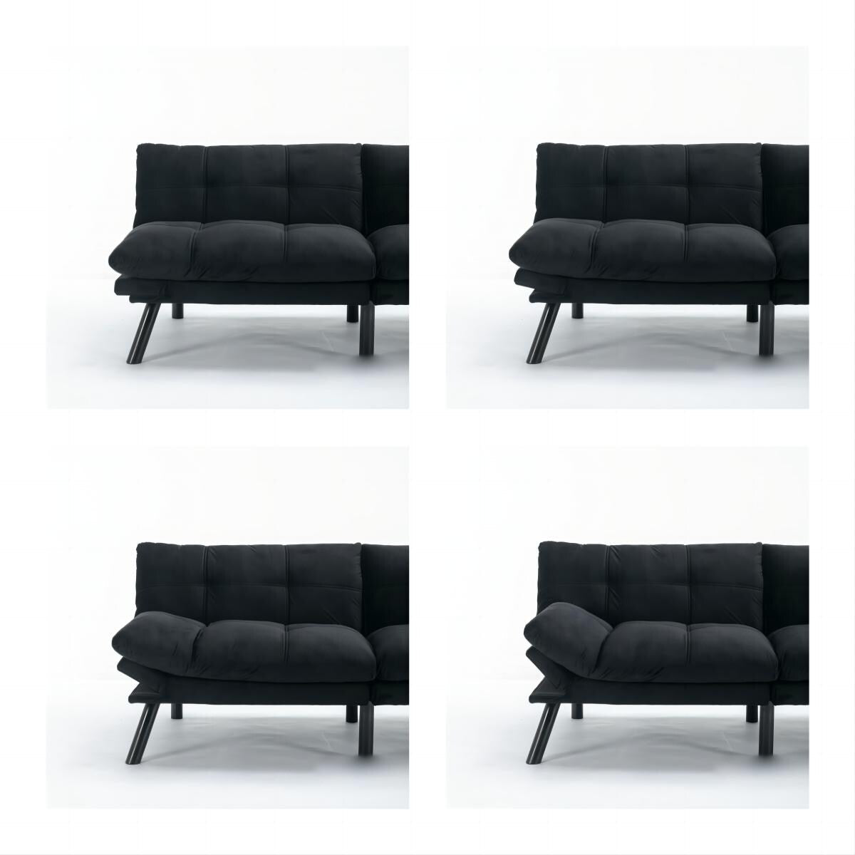 Trendy And Modern Style Grey Velvet Upholstered Sleeper Sofa Bed,2-Seater Adjustable Backrest Armless Sofa
