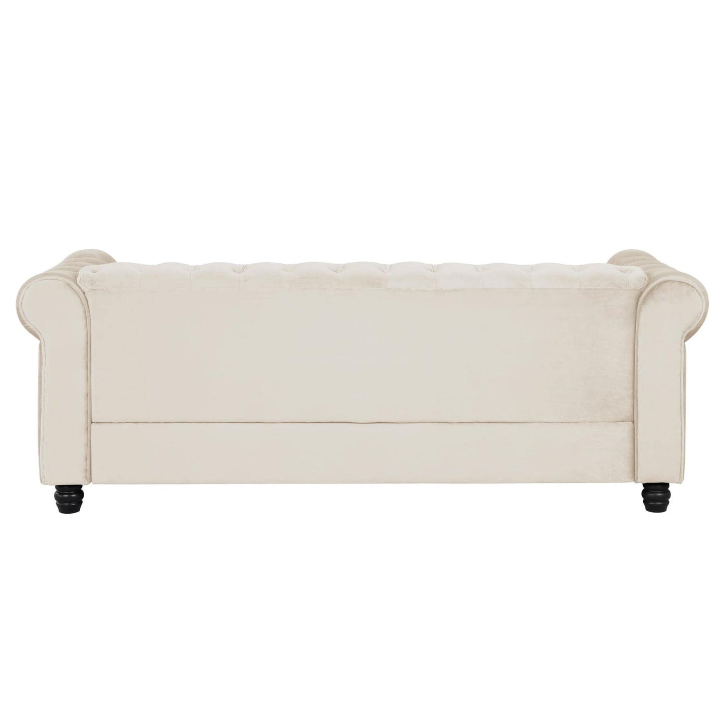 Morden Fort Velvet Upholstered Chesterfield Sofa with Nailhead and Solid Legs for Living Room