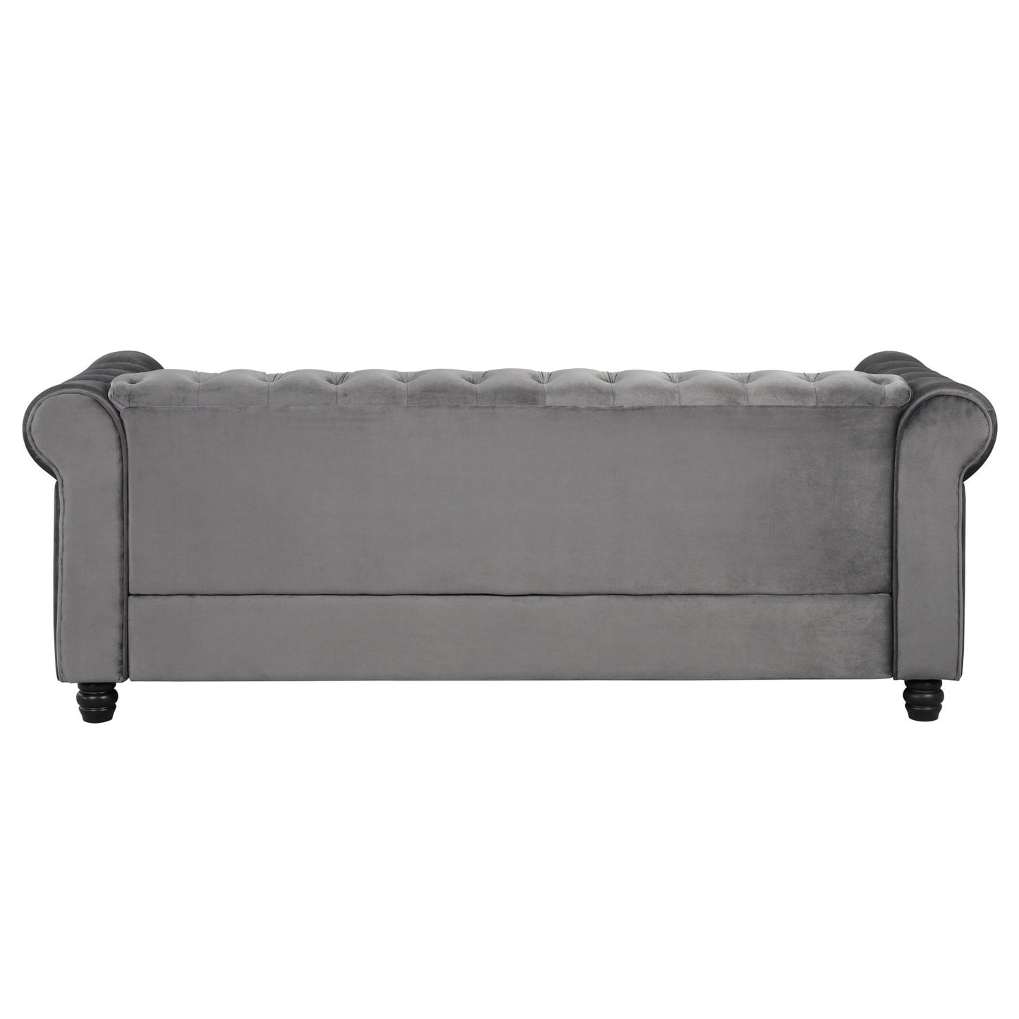 Morden Fort Velvet Upholstered Chesterfield Sofa with Nailhead and Solid Legs for Living Room