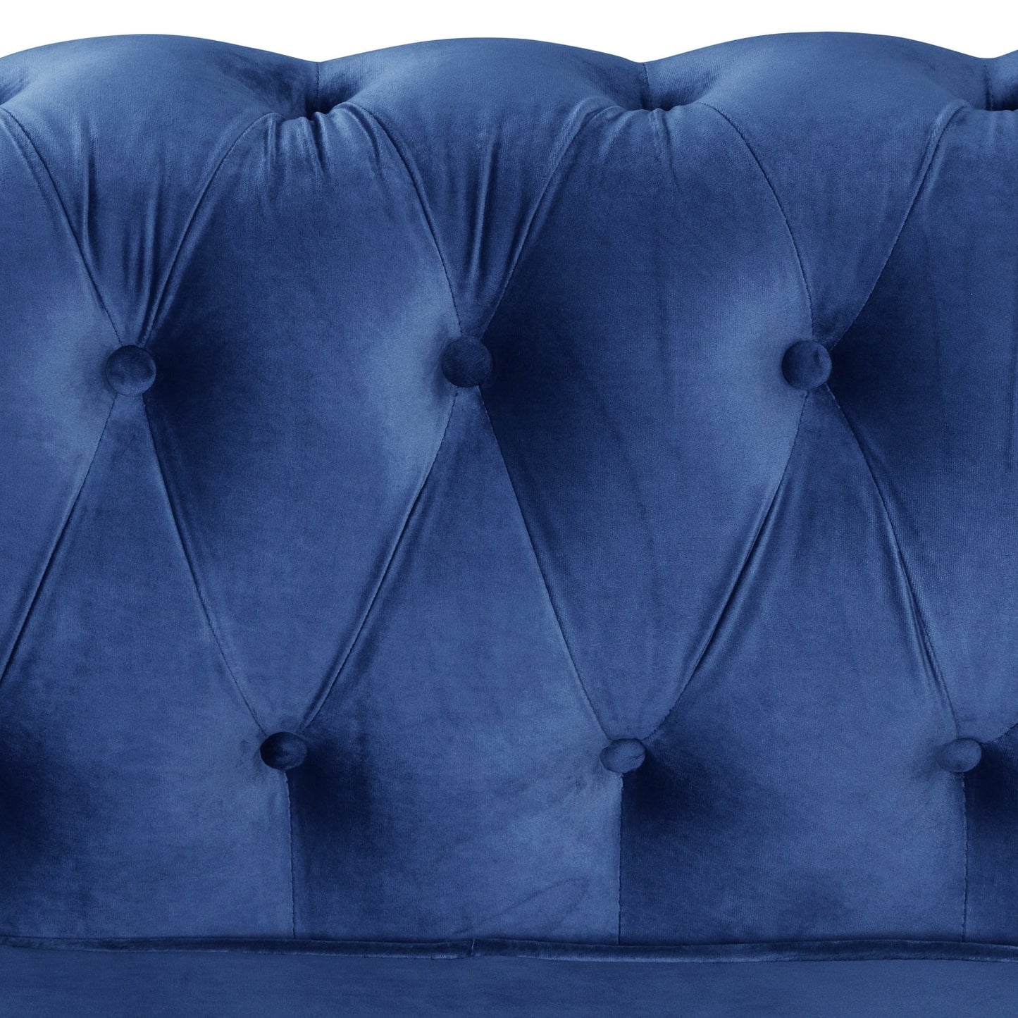 Morden Fort Velvet Upholstered Chesterfield Sofa with Nailhead and Solid Legs for Living Room