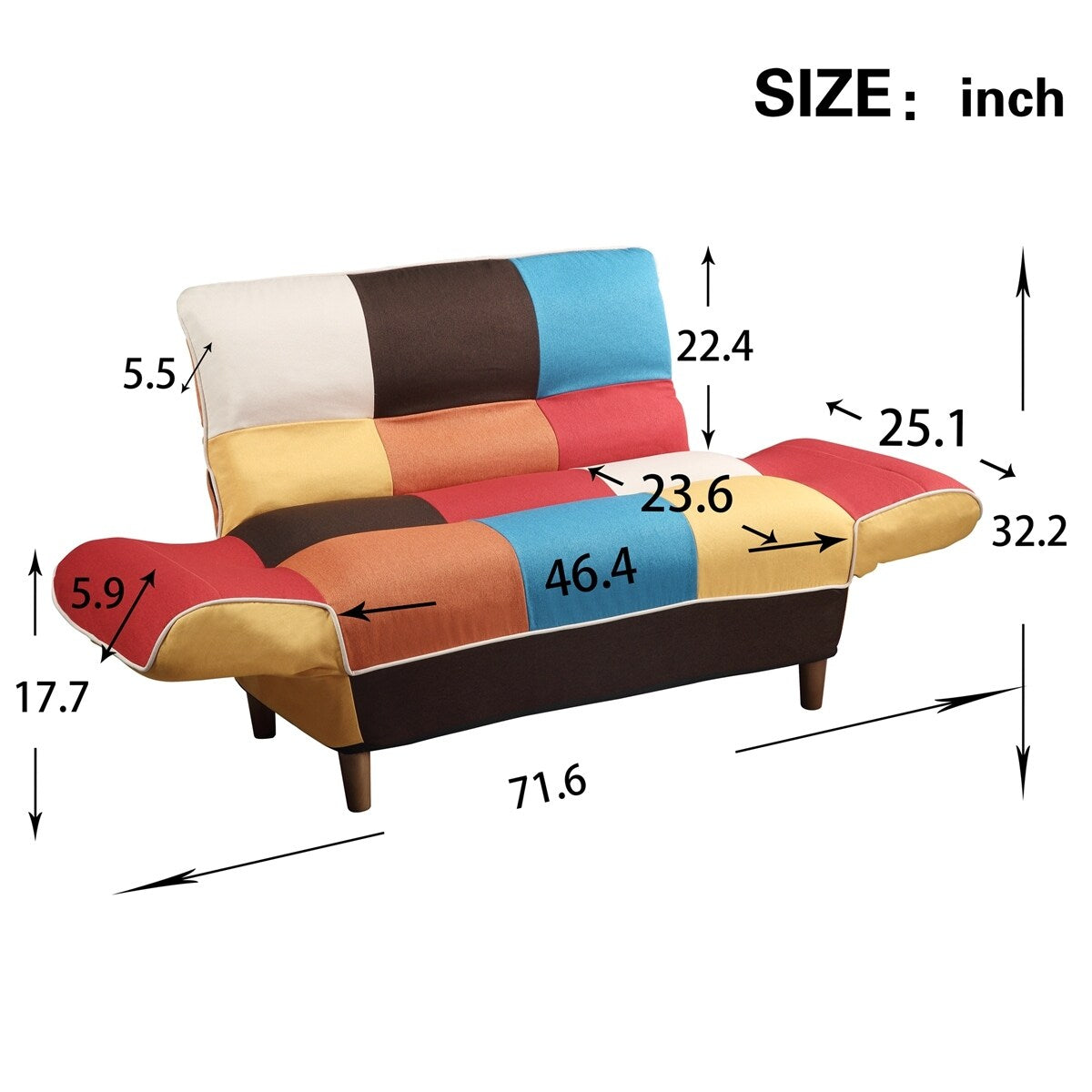 U_STYLE Small Space Colorful Sleeper Sofa