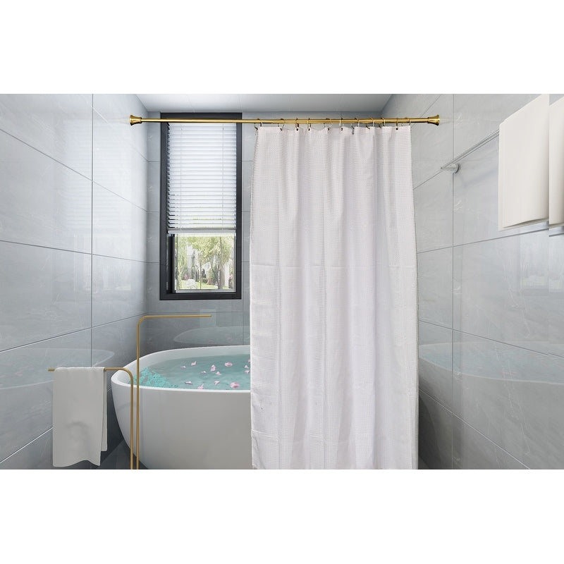 Utopia Alley Verstellbare 183 cm lange Duschvorhang-Spannstange – rostfreies Aluminium mit Gummi-Endkappe, Montage ohne Bohren