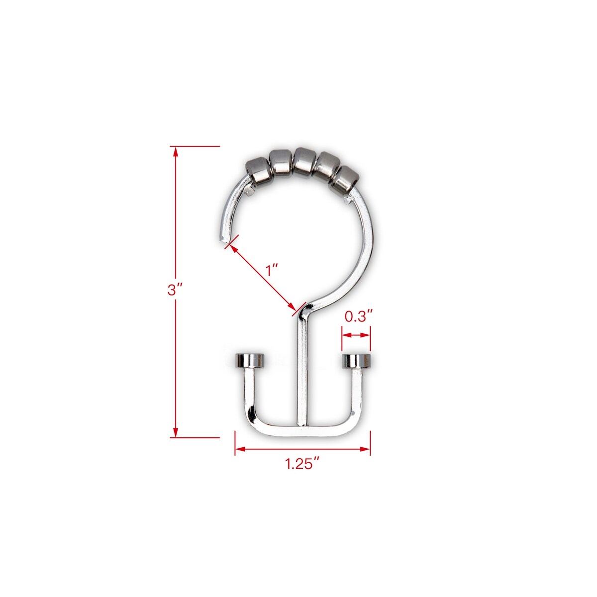 Utopia Alley Deco Flache Doppelrollen-Duschvorhanghaken, Chrom – Poliertes Chrom