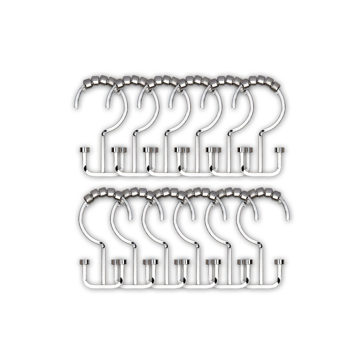 Utopia Alley Deco Flache Doppelrollen-Duschvorhanghaken, Chrom – Poliertes Chrom