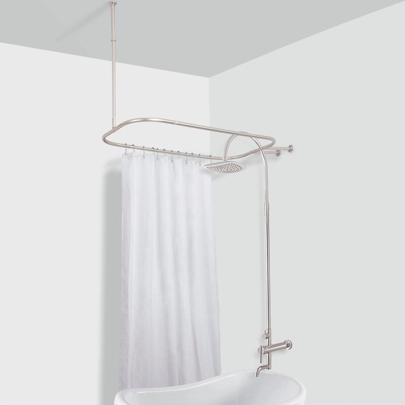 Utopia Alley Duschstange aus rostfreiem Aluminium mit Deckenhalterung für freistehende Badewannen, 46 x 22 Zoll