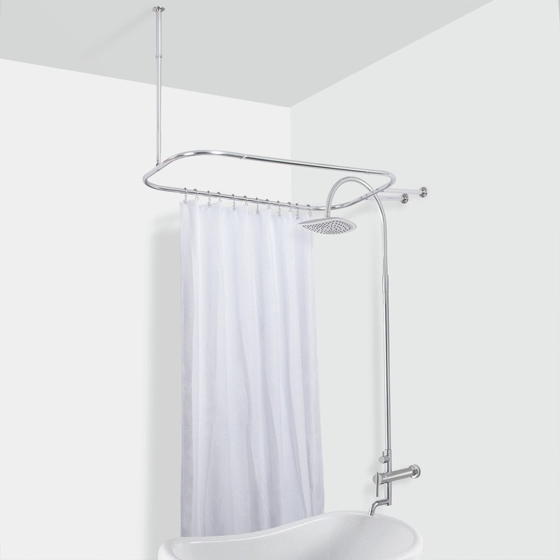 Utopia Alley Duschstange aus rostfreiem Aluminium mit Deckenhalterung für freistehende Badewannen, 46 x 22 Zoll