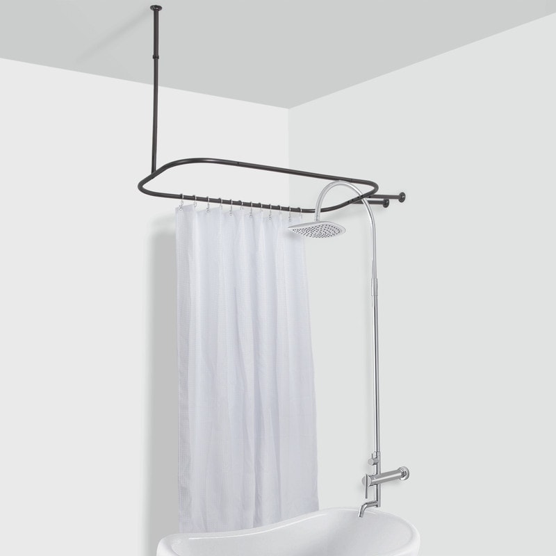 Utopia Alley Duschstange aus rostfreiem Aluminium mit Deckenhalterung für freistehende Badewannen, 46 x 22 Zoll