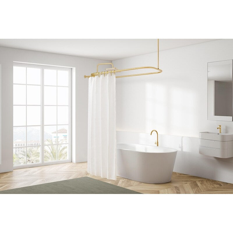 Utopia Alley Duschstange aus rostfreiem Aluminium mit Deckenhalterung für freistehende Badewannen, 46 x 22 Zoll