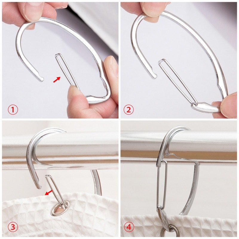 Utopia Alley Rostfreie Duschvorhangringe aus Zink für Badezimmer, 12er-Set