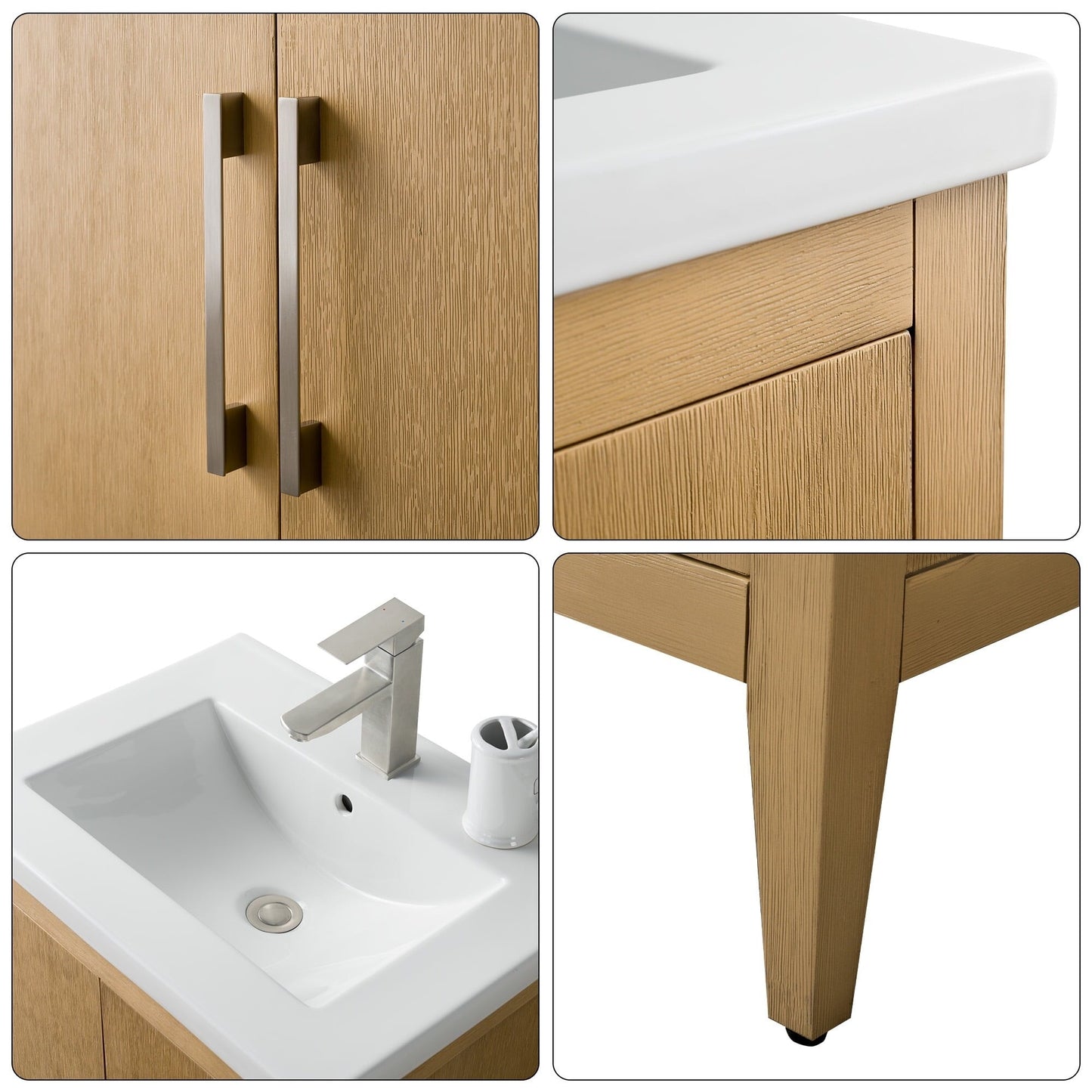 Vanity Art 20 oder 24 oder 30 Badezimmer-Waschtisch mit Einzelwaschbecken und Keramikplatte