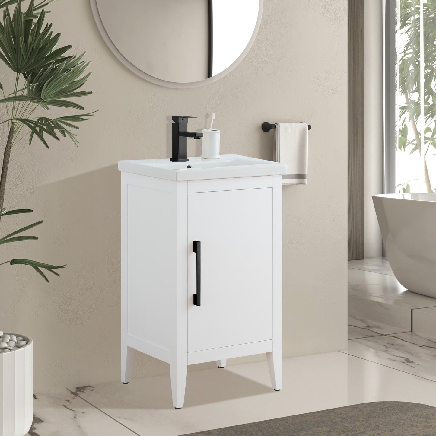 Vanity Art 20 oder 24 oder 30 Badezimmer-Waschtisch mit Einzelwaschbecken und Keramikplatte