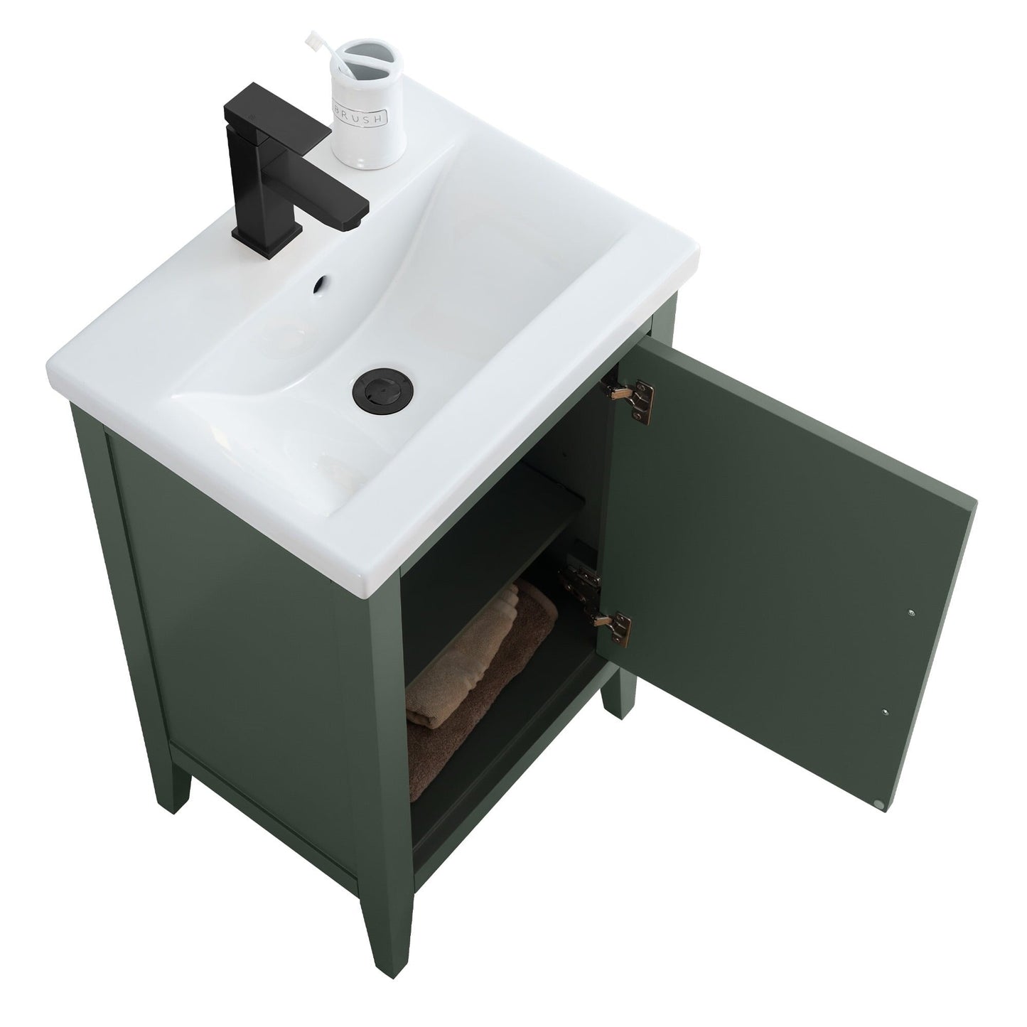 Vanity Art 20 oder 24 oder 30 Badezimmer-Waschtisch mit Einzelwaschbecken und Keramikplatte