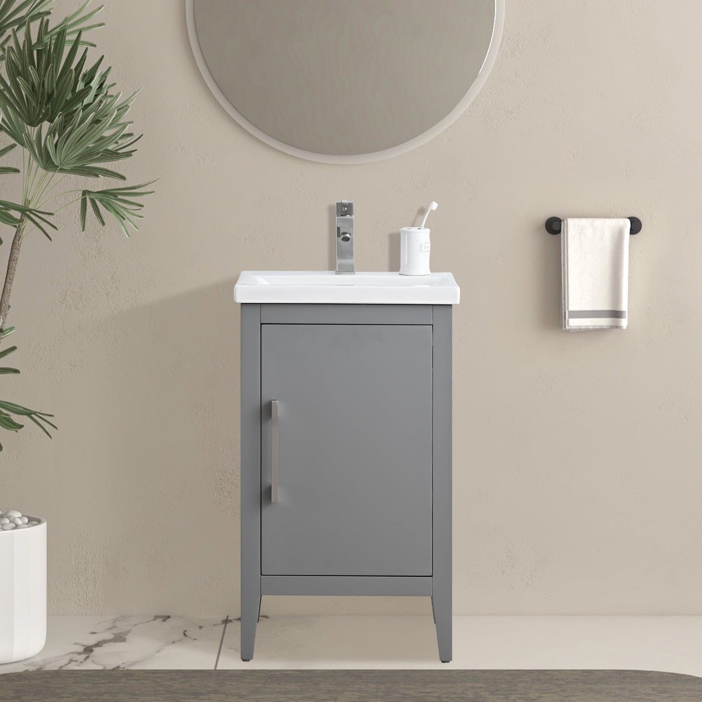 Vanity Art 20 oder 24 oder 30 Badezimmer-Waschtisch mit Einzelwaschbecken und Keramikplatte