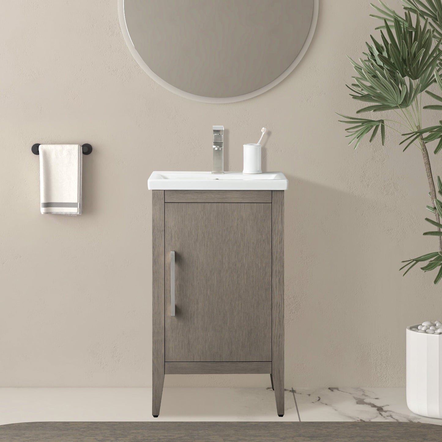 Vanity Art 20 oder 24 oder 30 Badezimmer-Waschtisch mit Einzelwaschbecken und Keramikplatte