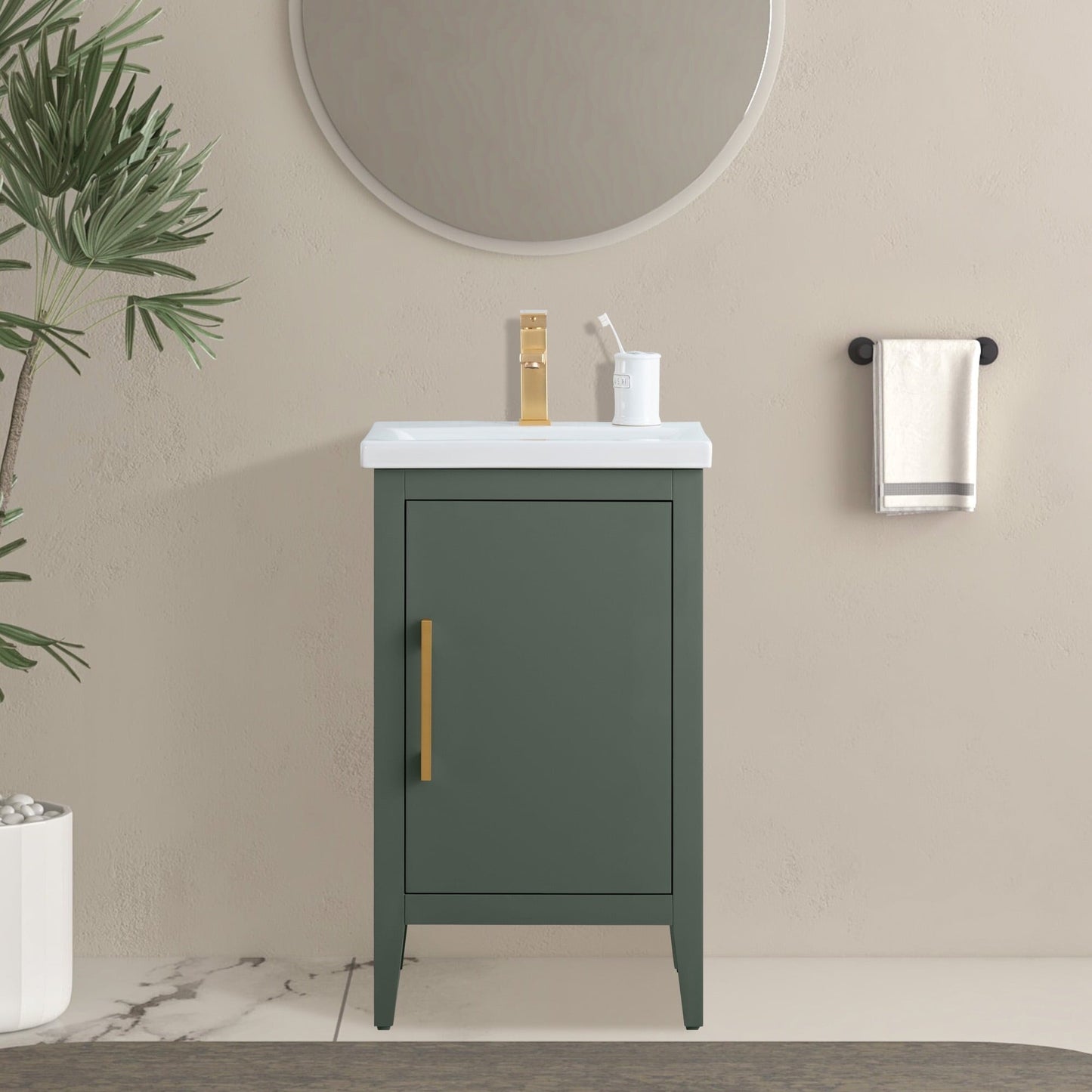 Vanity Art 20 oder 24 oder 30 Badezimmer-Waschtisch mit Einzelwaschbecken und Keramikplatte