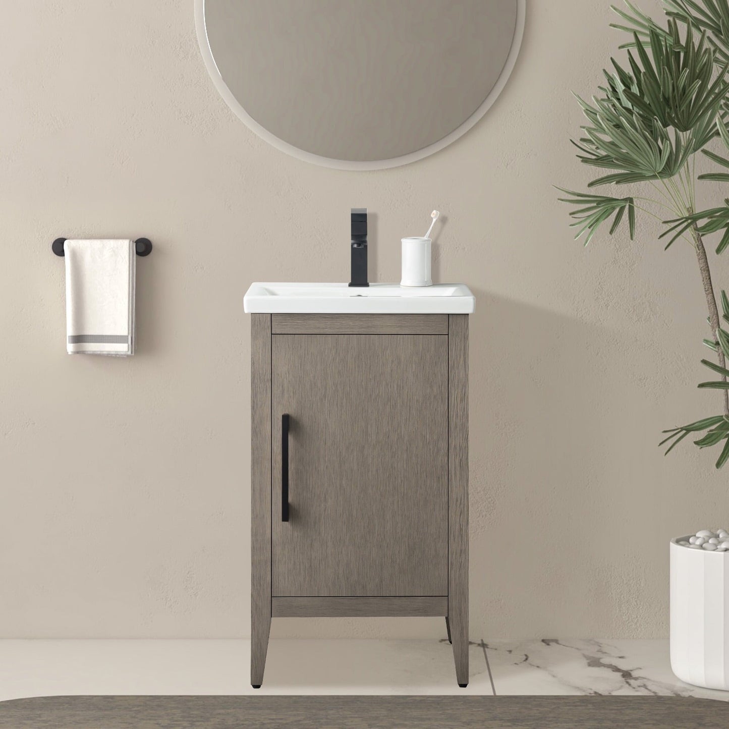 Vanity Art 20 oder 24 oder 30 Badezimmer-Waschtisch mit Einzelwaschbecken und Keramikplatte