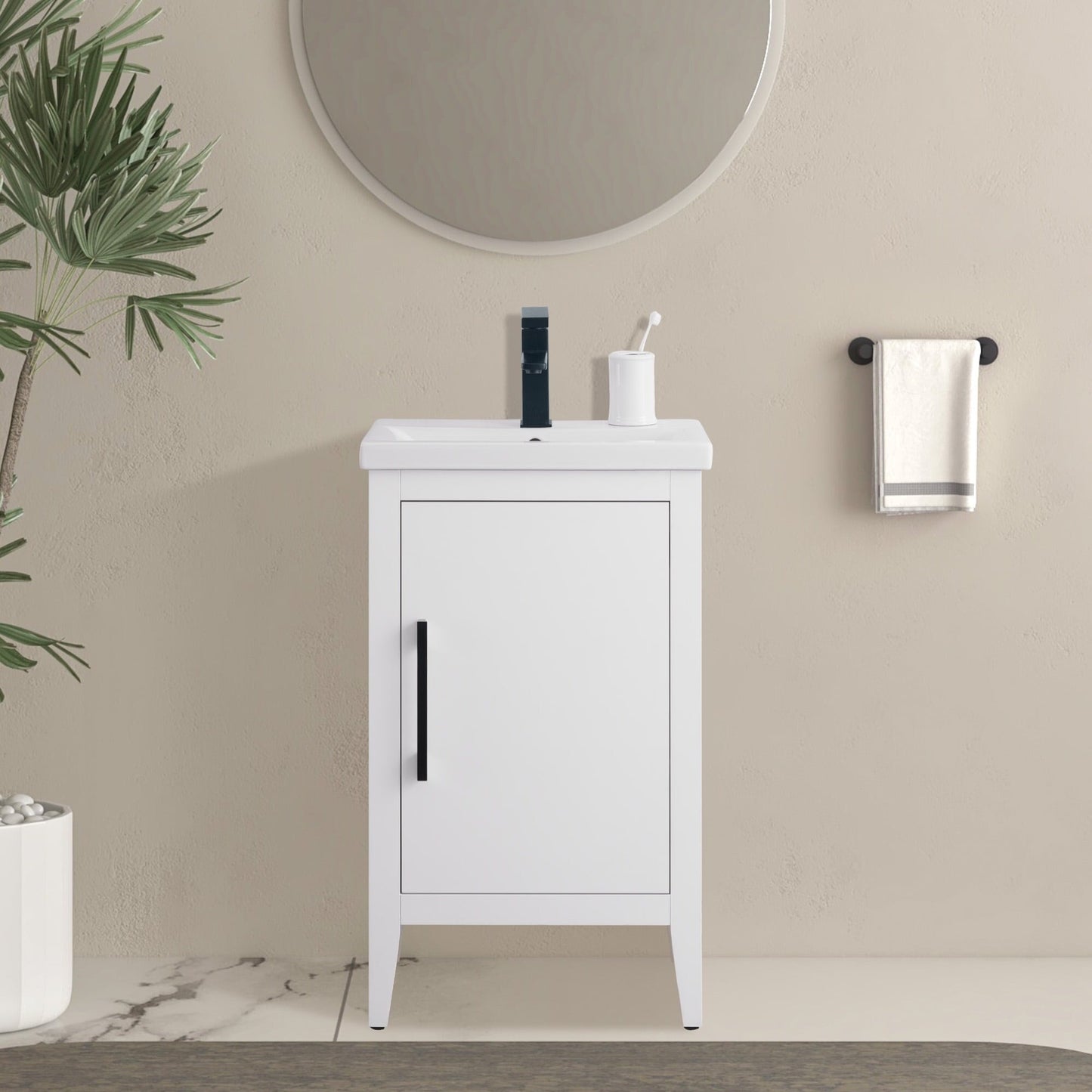 Vanity Art 20 oder 24 oder 30 Badezimmer-Waschtisch mit Einzelwaschbecken und Keramikplatte