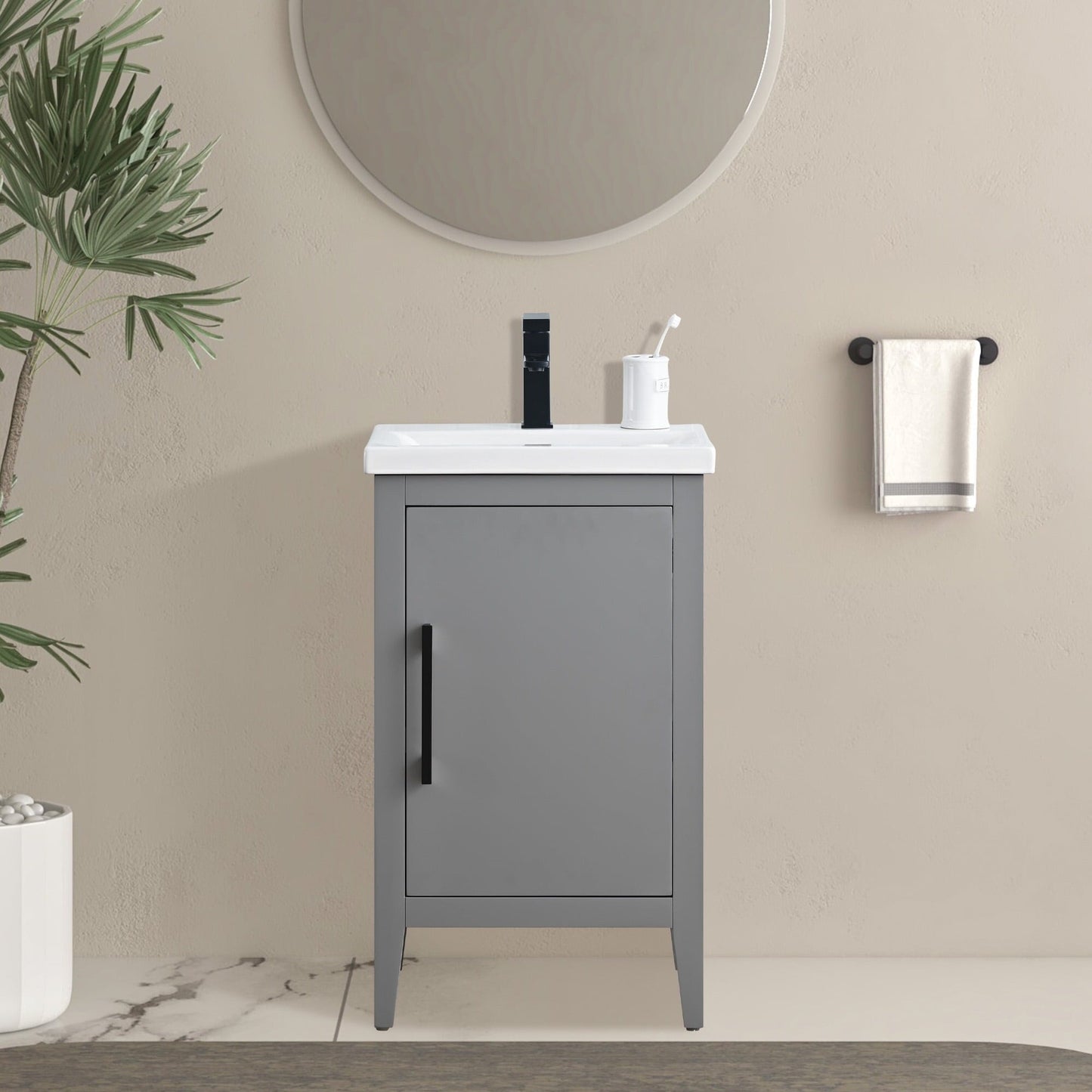 Vanity Art 20 oder 24 oder 30 Badezimmer-Waschtisch mit Einzelwaschbecken und Keramikplatte