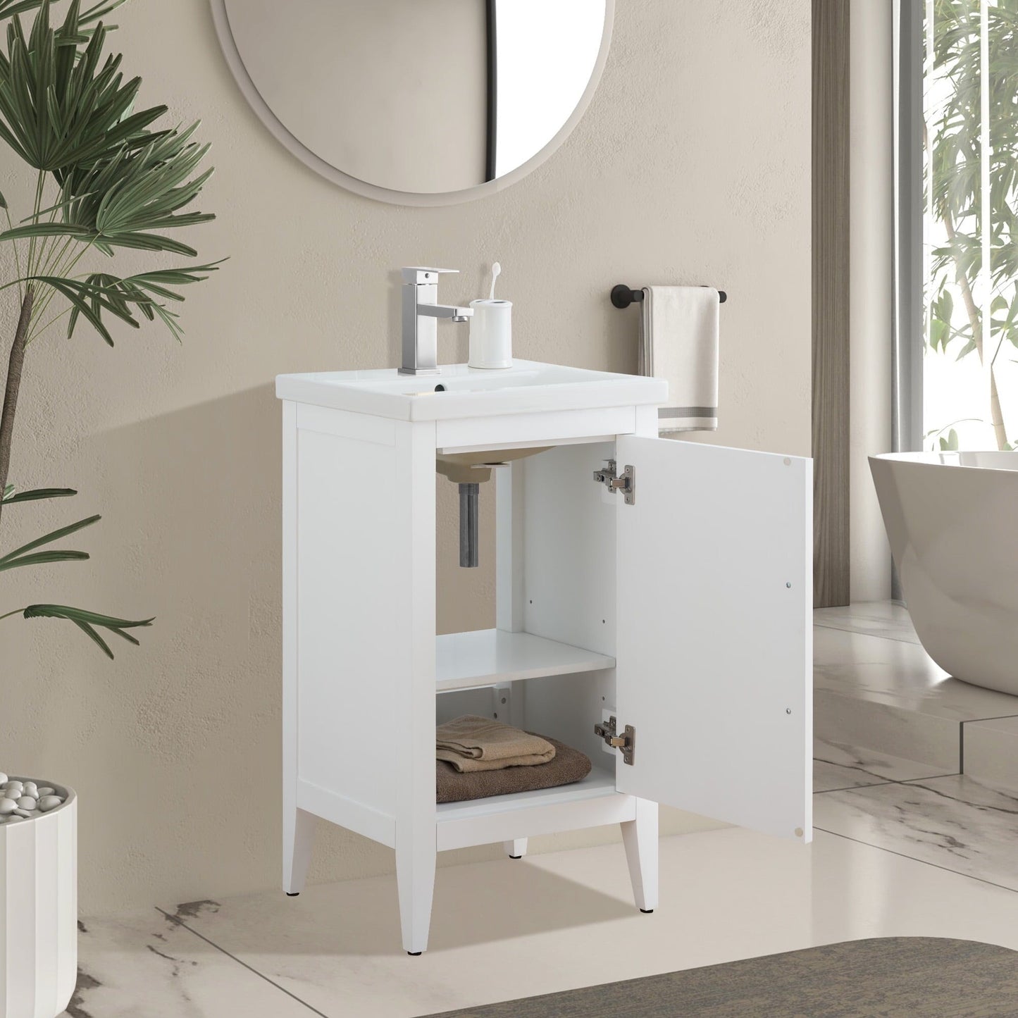 Vanity Art 20 oder 24 oder 30 Badezimmer-Waschtisch mit Einzelwaschbecken und Keramikplatte