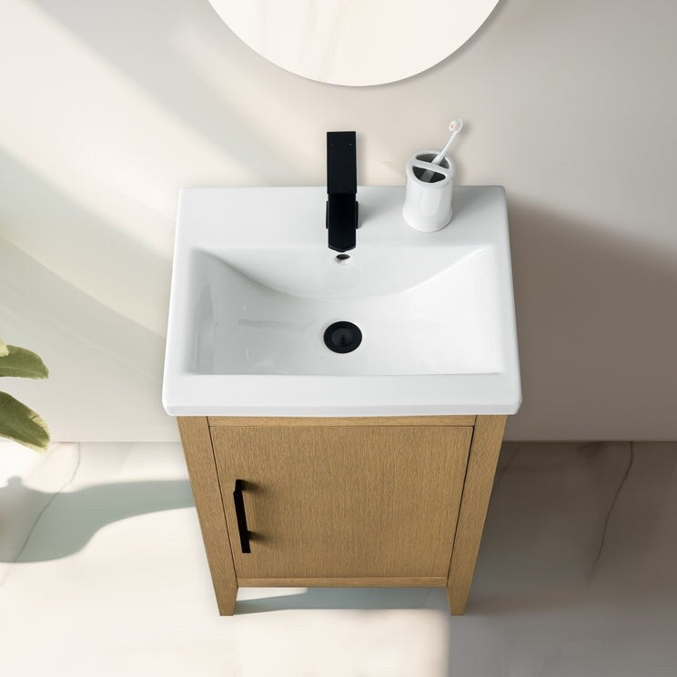 Vanity Art 20 oder 24 oder 30 Badezimmer-Waschtisch mit Einzelwaschbecken und Keramikplatte