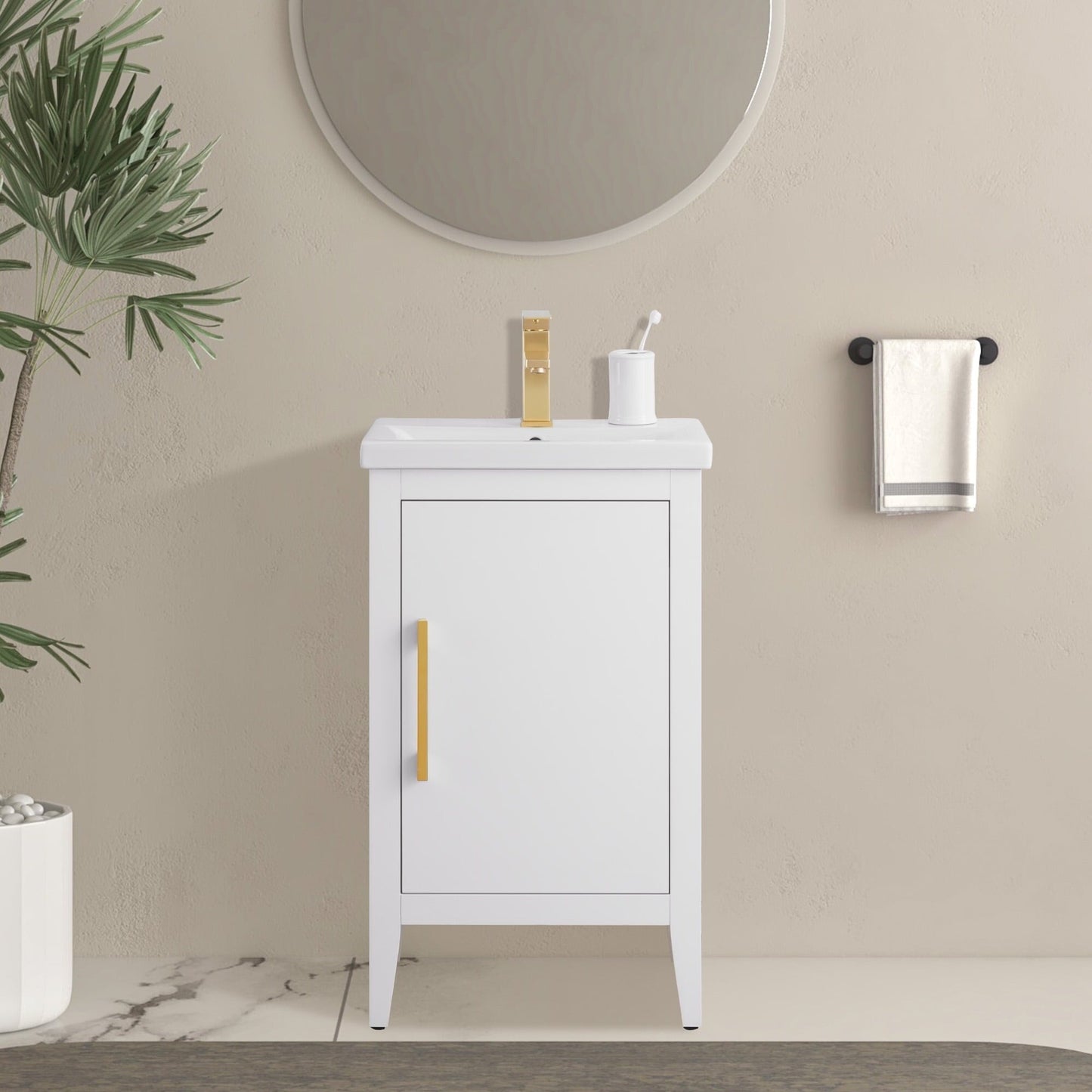 Vanity Art 20 oder 24 oder 30 Badezimmer-Waschtisch mit Einzelwaschbecken und Keramikplatte