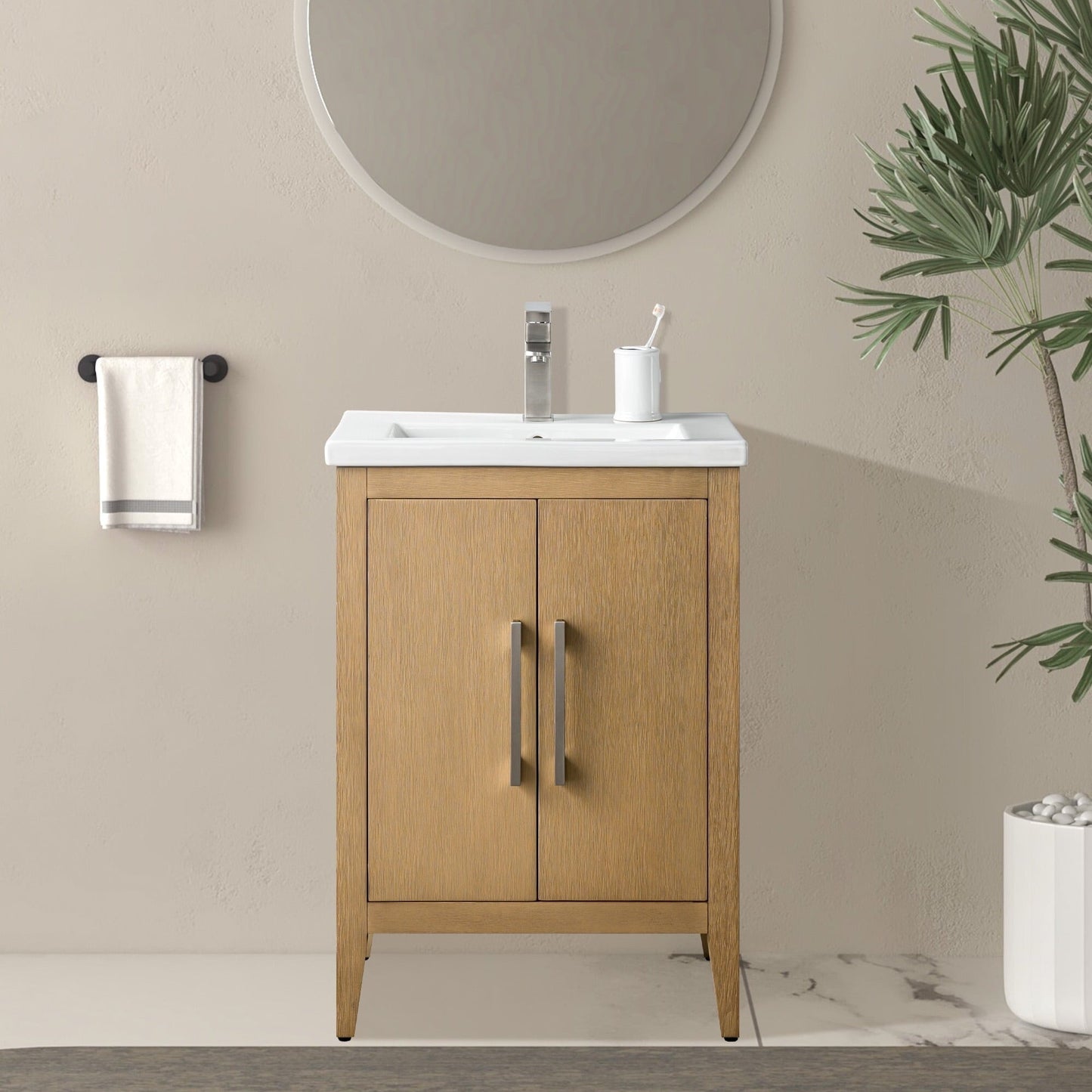 Vanity Art 20 oder 24 oder 30 Badezimmer-Waschtisch mit Einzelwaschbecken und Keramikplatte