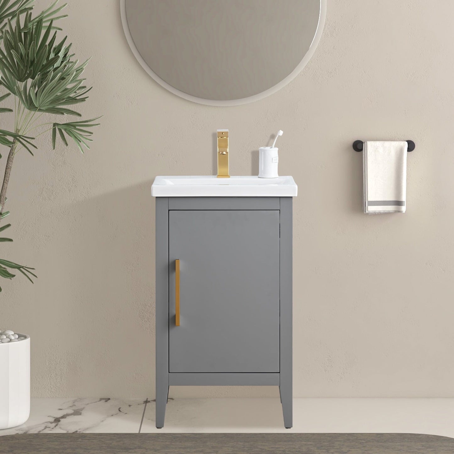 Vanity Art 20 oder 24 oder 30 Badezimmer-Waschtisch mit Einzelwaschbecken und Keramikplatte