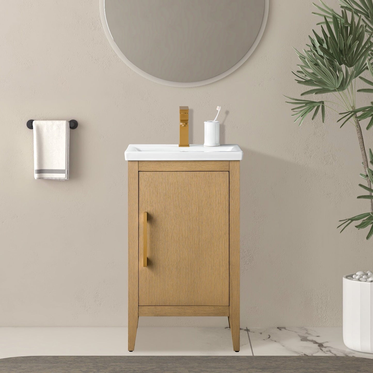 Vanity Art 20 oder 24 oder 30 Badezimmer-Waschtisch mit Einzelwaschbecken und Keramikplatte