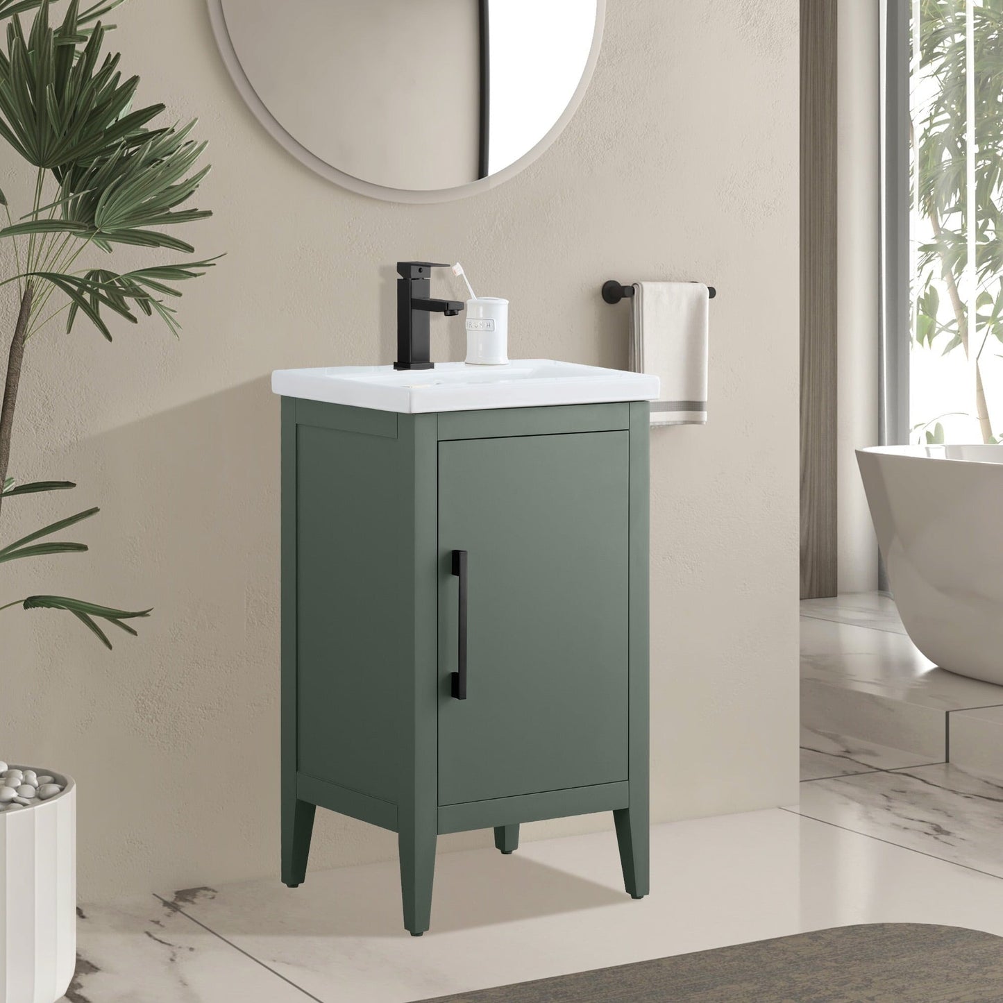 Vanity Art 20 oder 24 oder 30 Badezimmer-Waschtisch mit Einzelwaschbecken und Keramikplatte