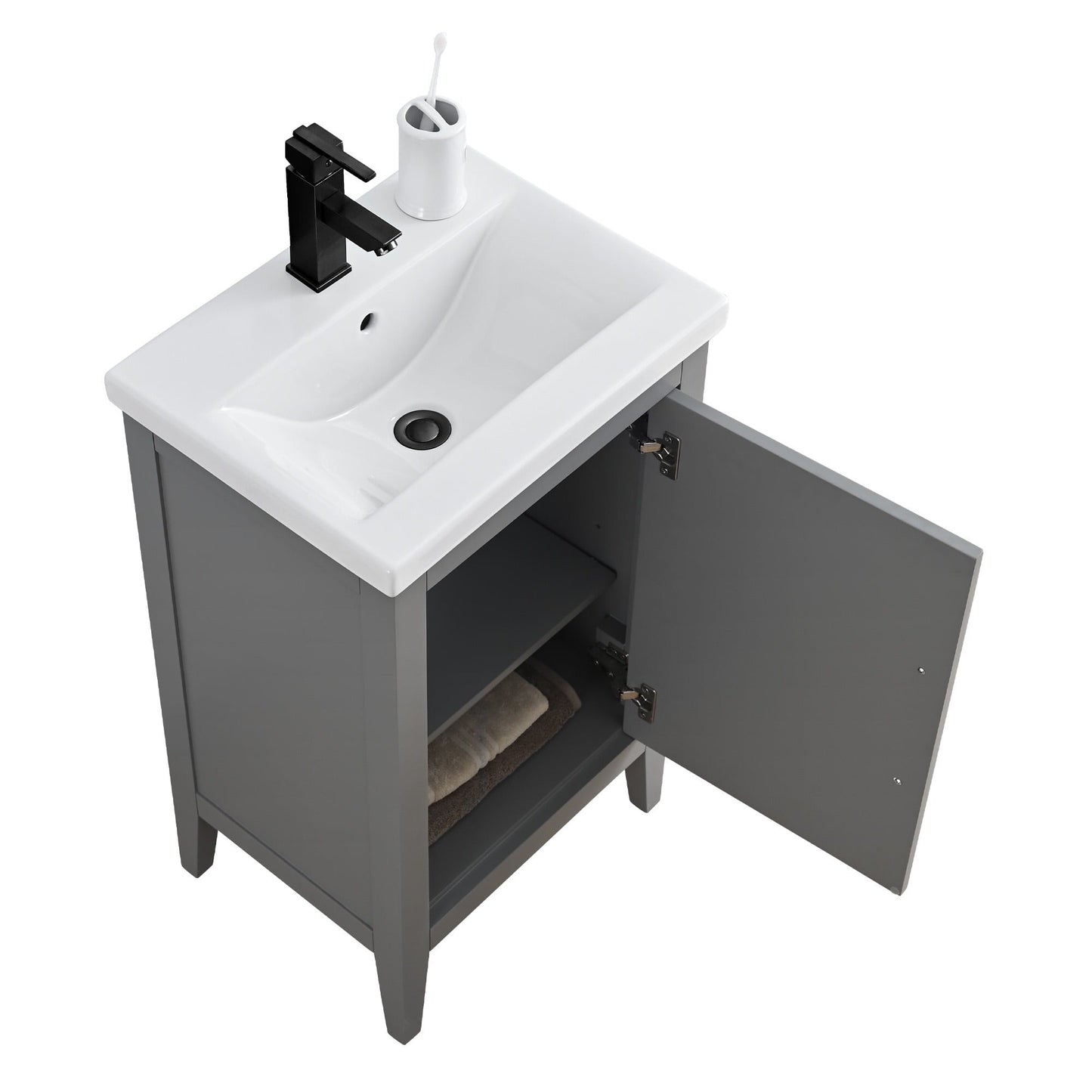 Vanity Art 20 oder 24 oder 30 Badezimmer-Waschtisch mit Einzelwaschbecken und Keramikplatte