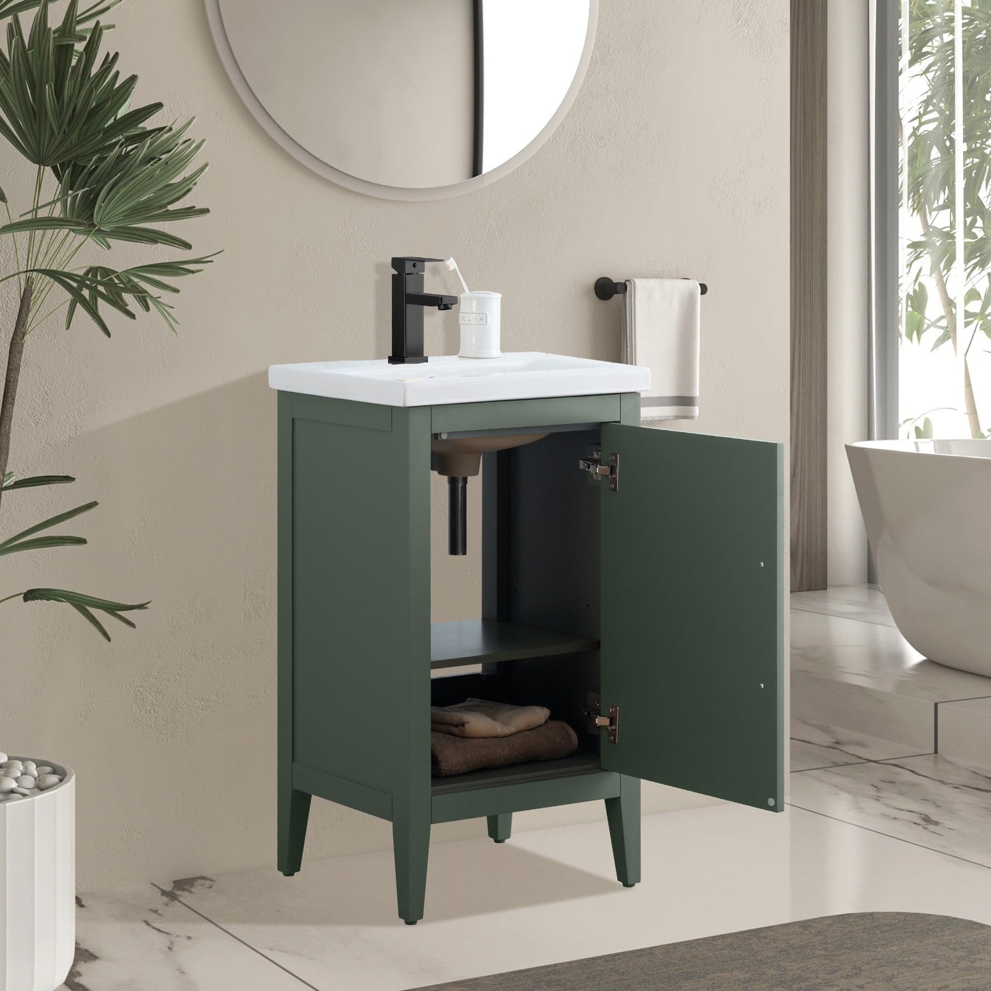 Vanity Art 20 oder 24 oder 30 Badezimmer-Waschtisch mit Einzelwaschbecken und Keramikplatte